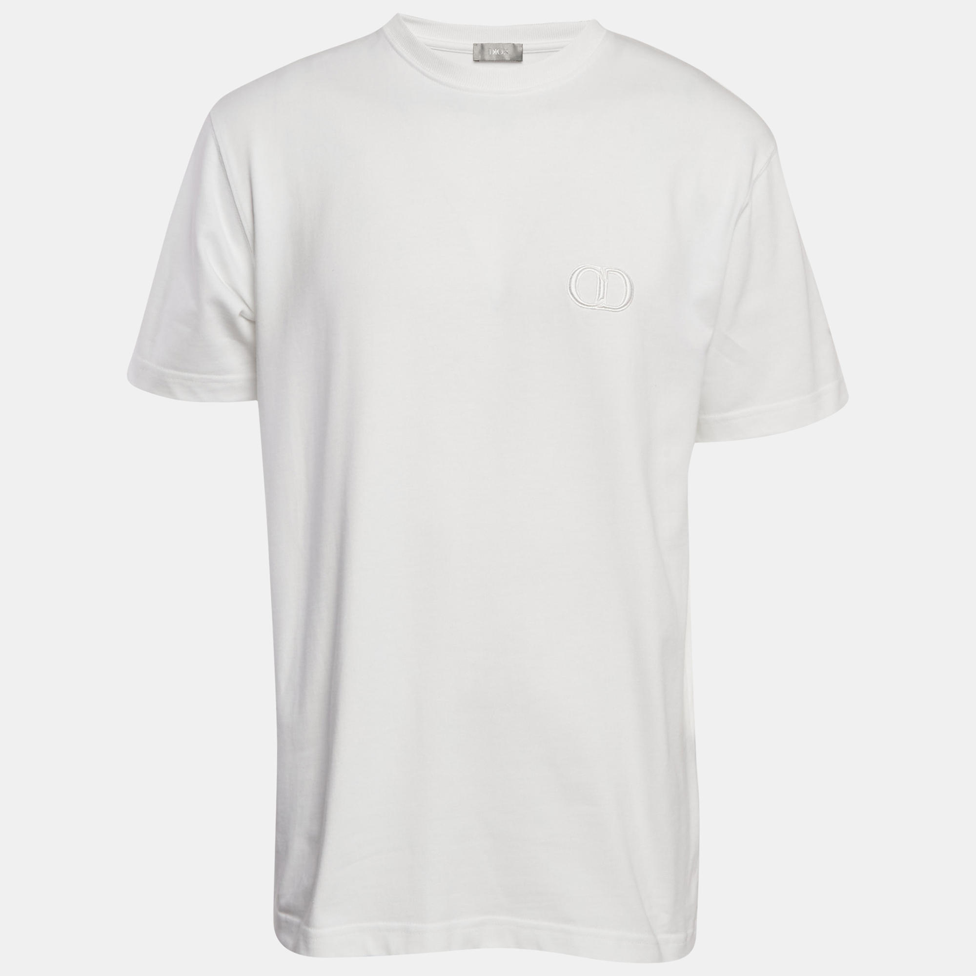 

Dior Homme White CD Embroidered Cotton Jersey Crewneck T-Shirt M