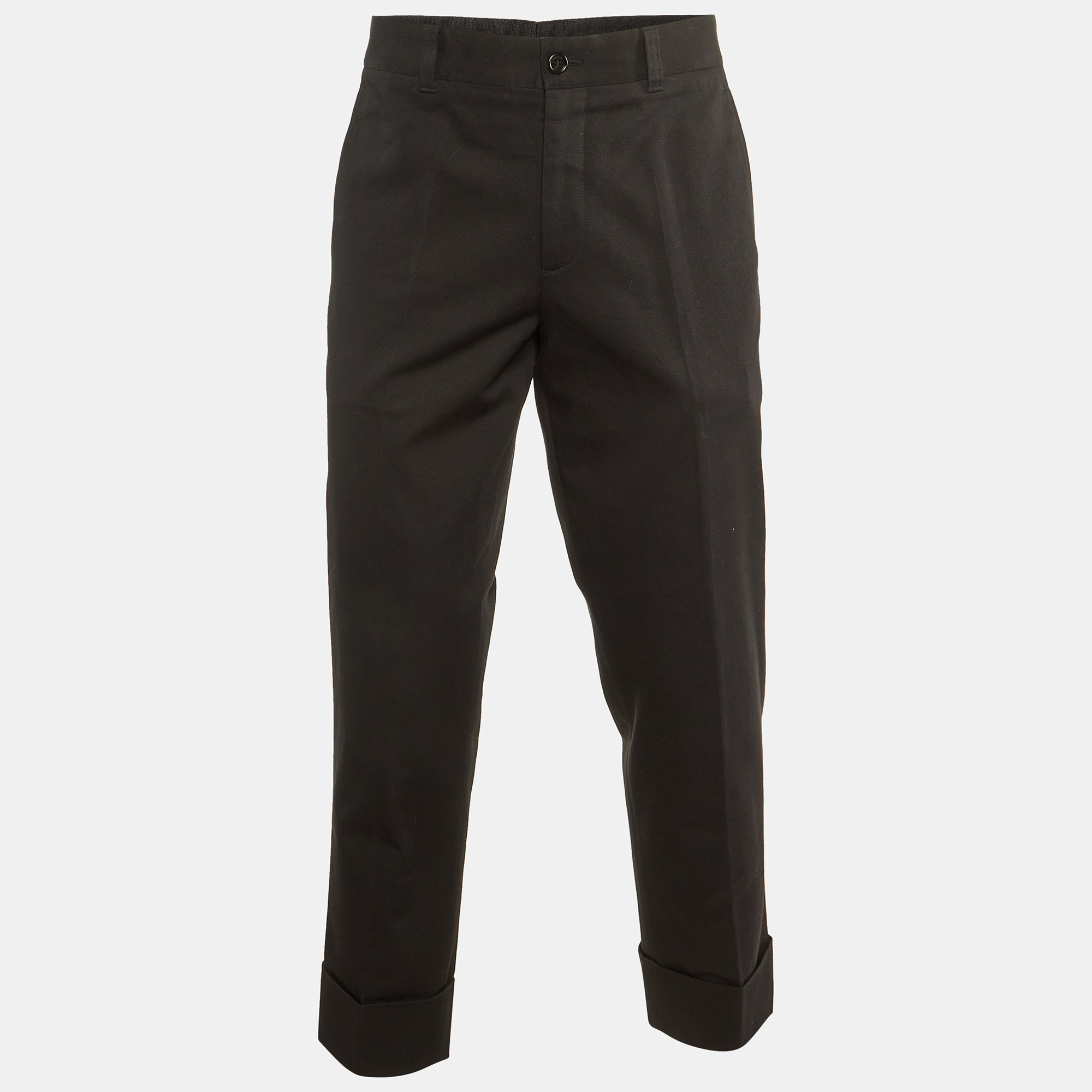 

Dior Homme Black Cotton Cuffed Hem Pants L/Waist 34"