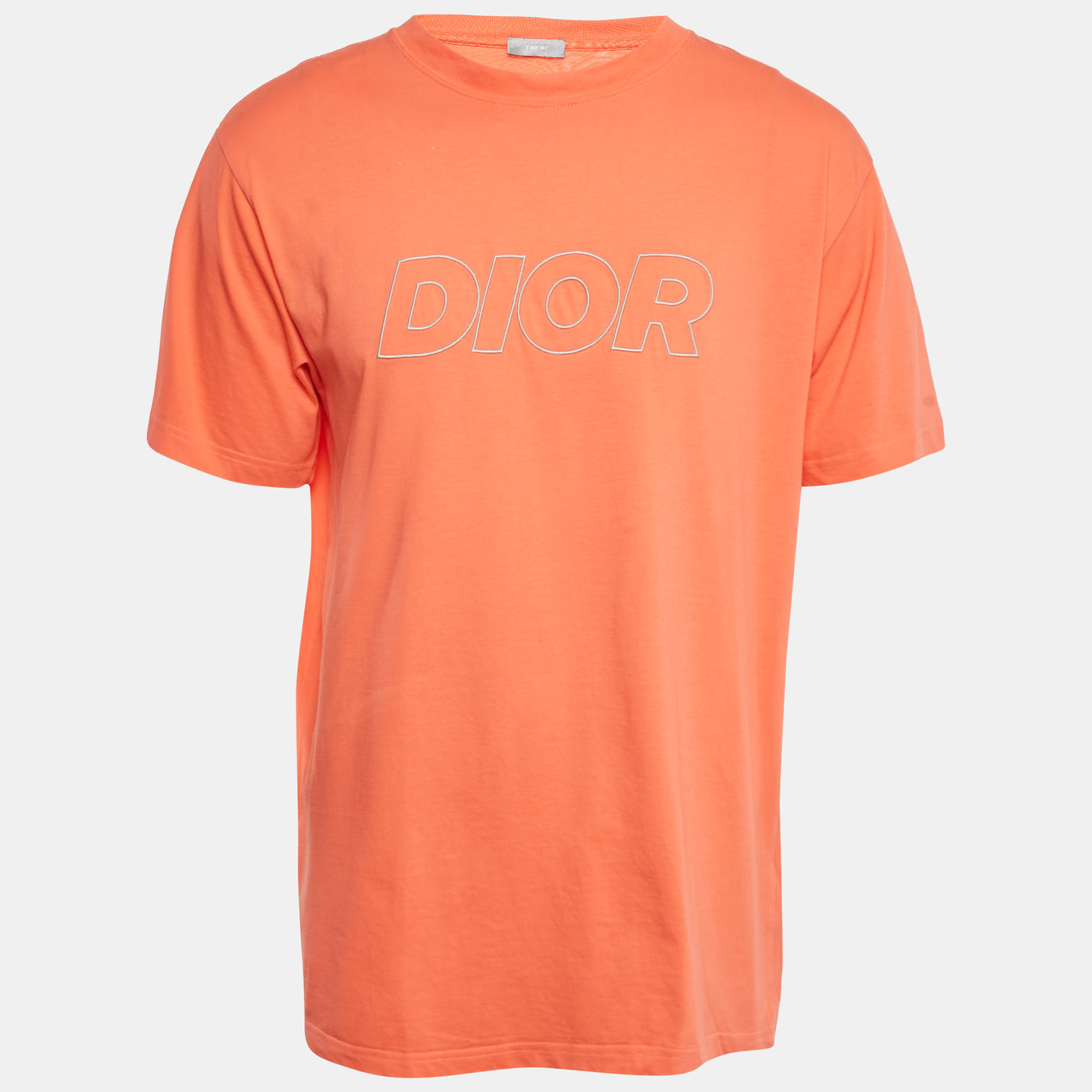 

Dior Homme Orange Logo Embroidered Jersey T-Shirt L