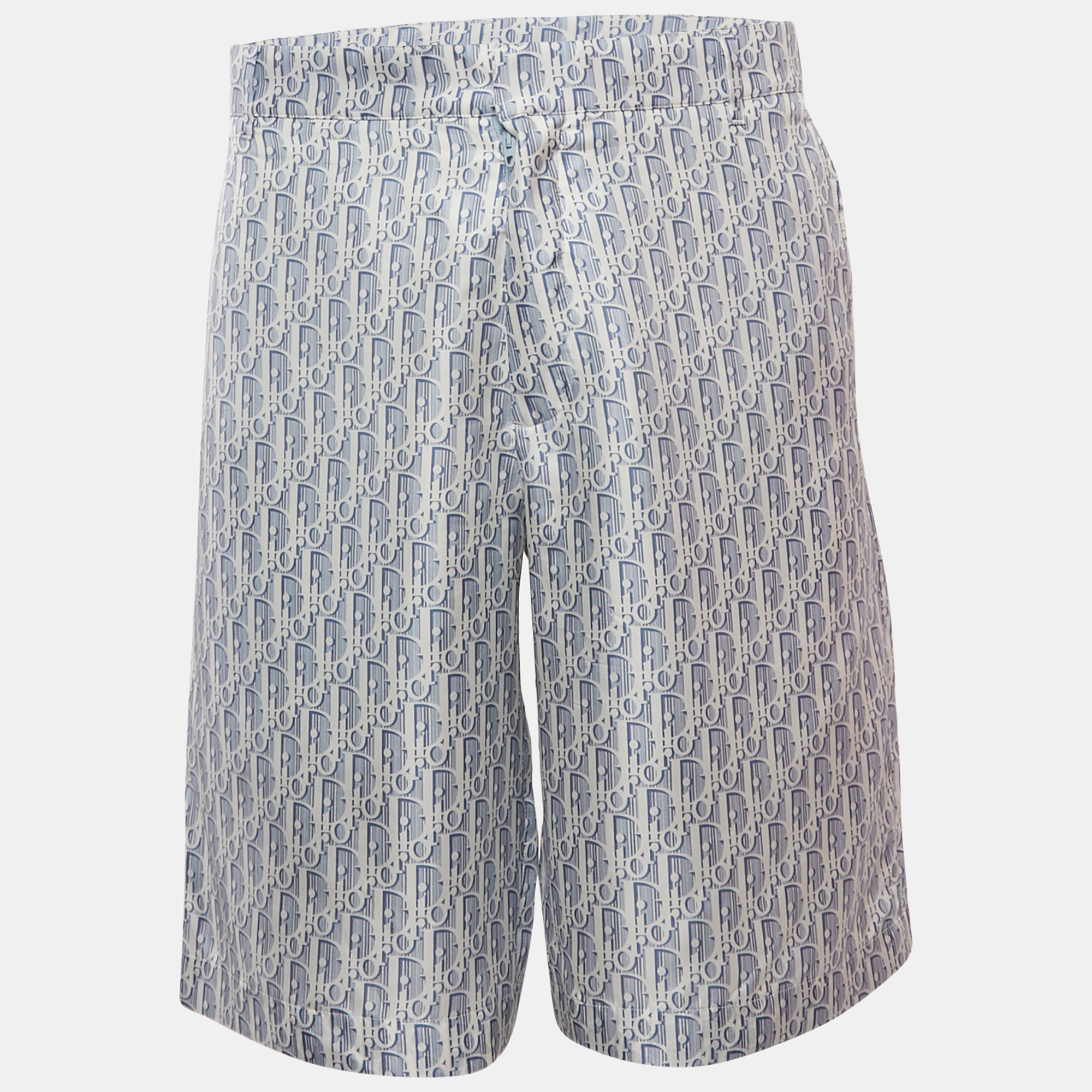 

Dior Homme Blue Oblique Print Silk Shorts M