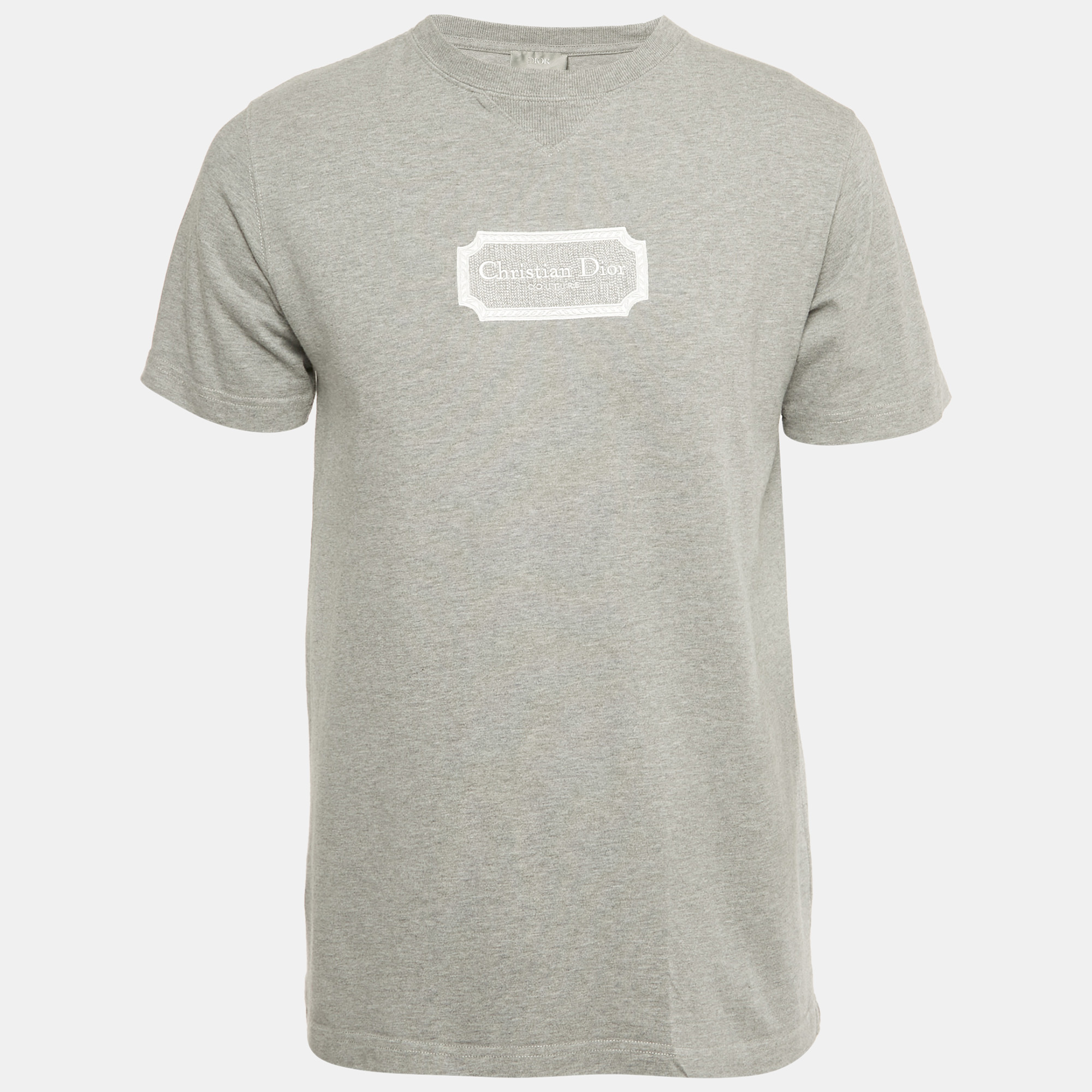

Dior Homme Grey Melange Logo Embroidered Jersey T-Shirt S