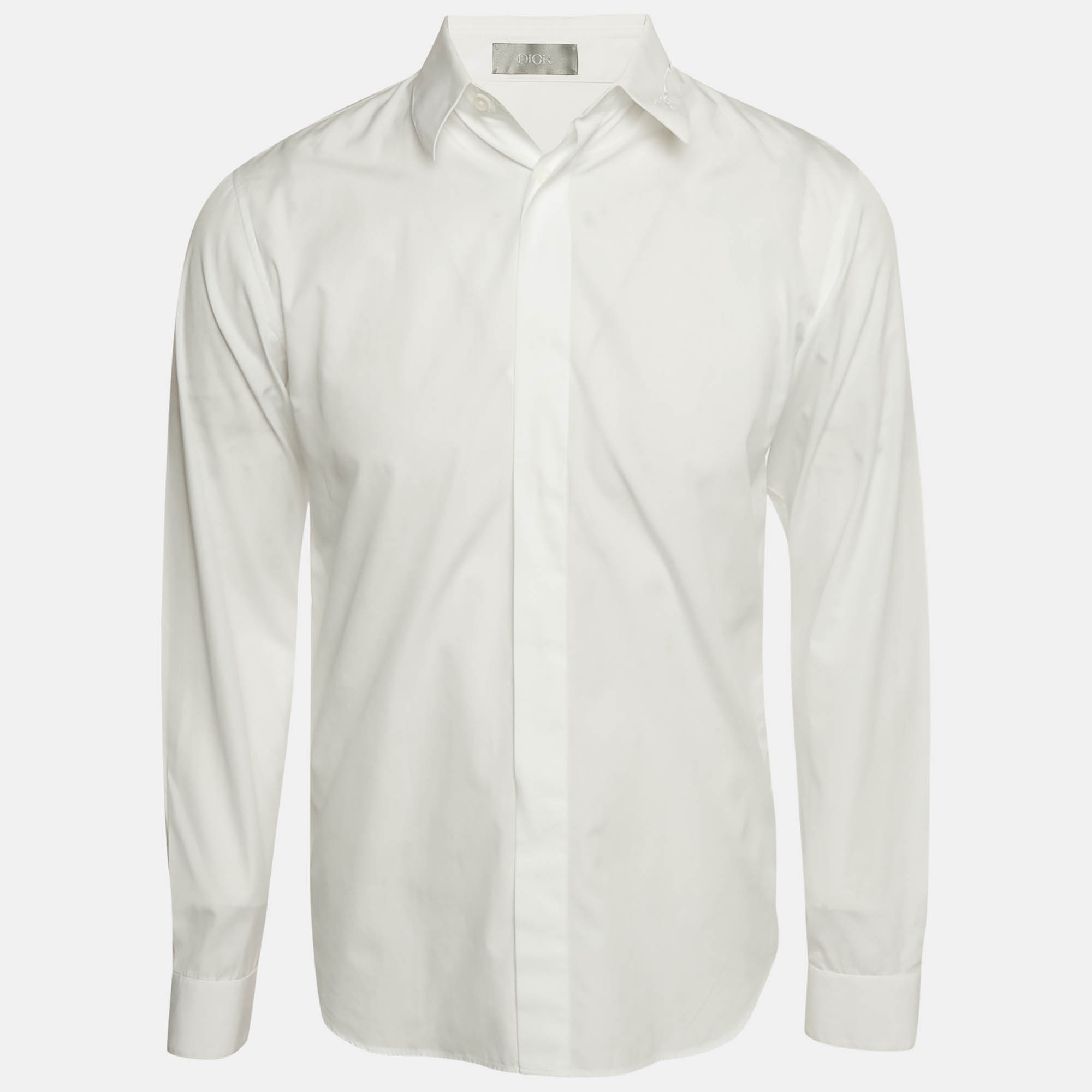 

Dior Homme White Embroidered Cotton Button Front Shirt M