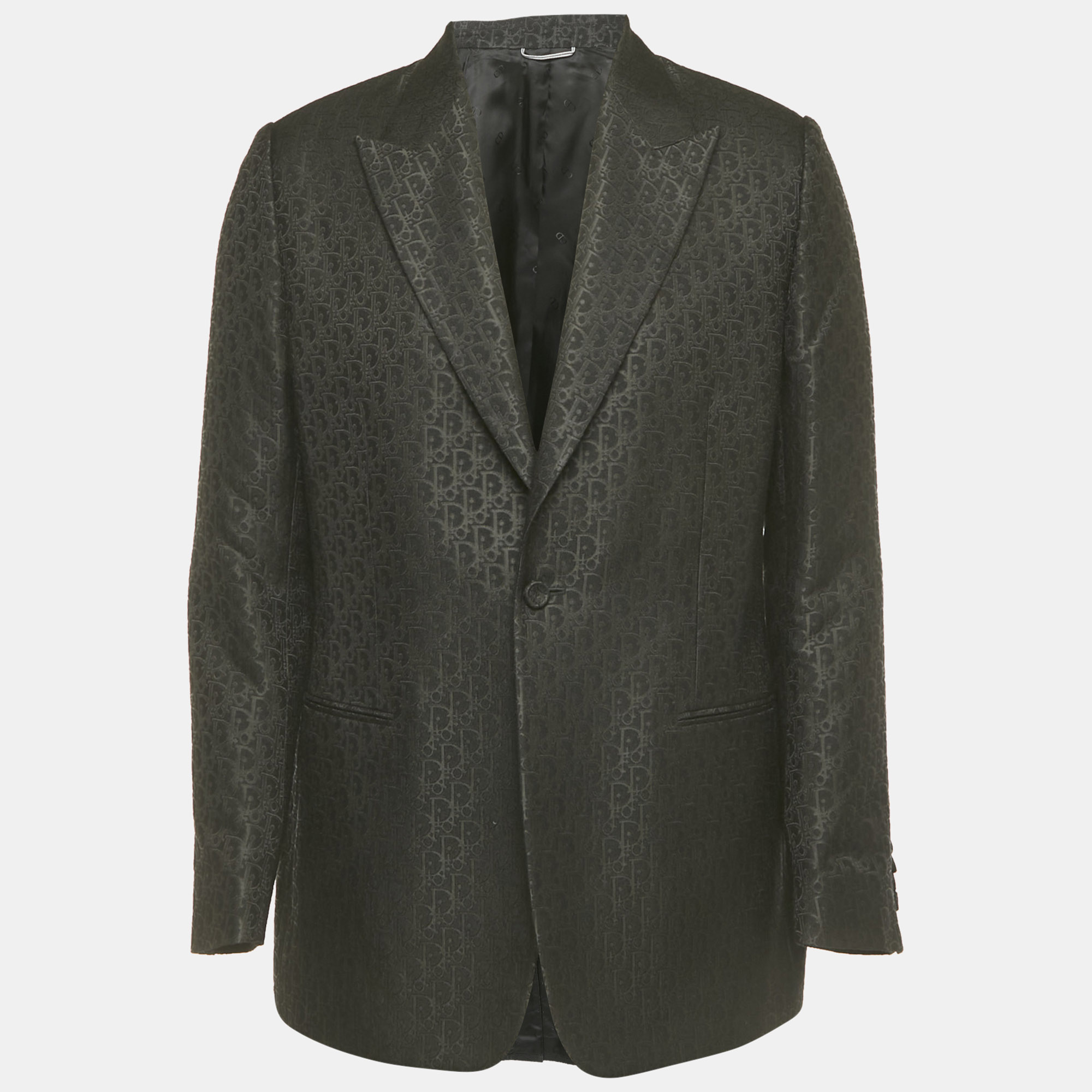 

Dior Homme Black Oblique Jacquard Wool Blend Blazer XL