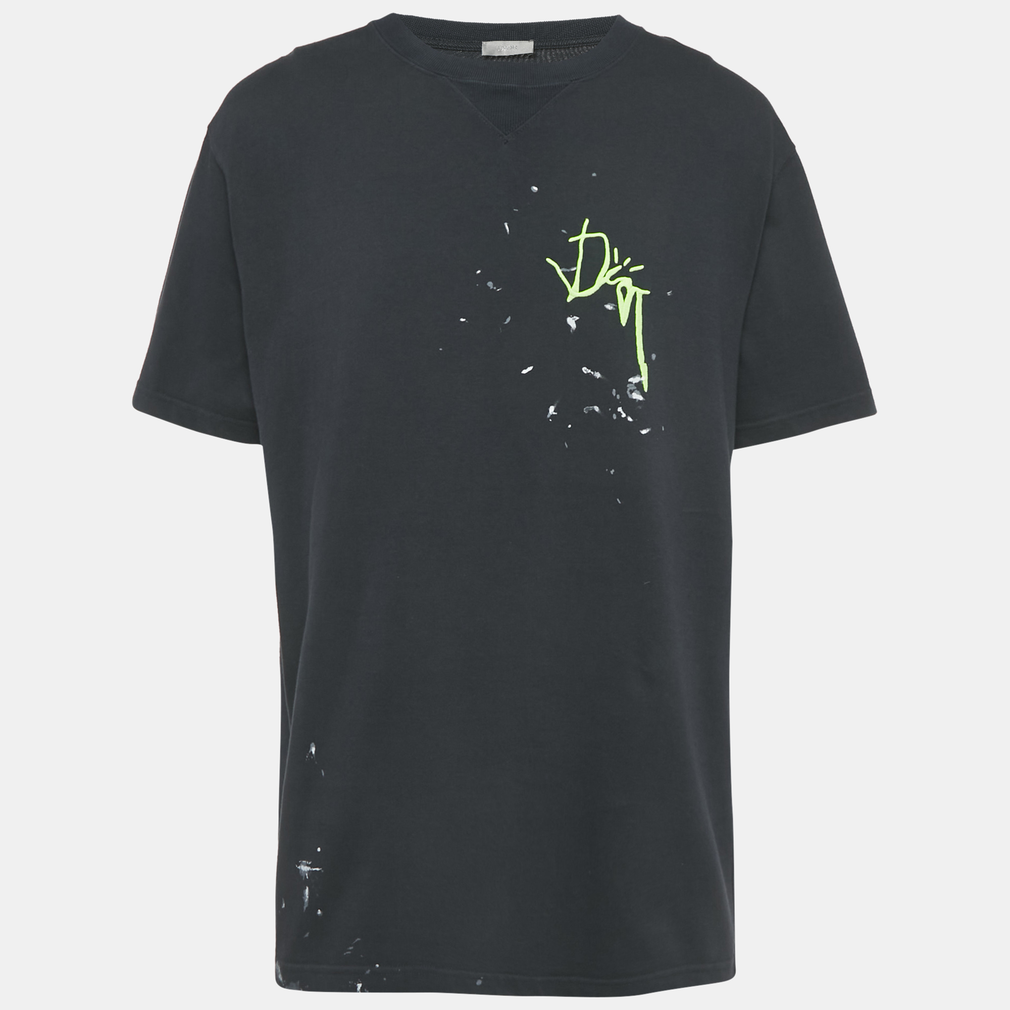 Dior Homme Navy Blue Embroidered Jersey T-Shirt XL