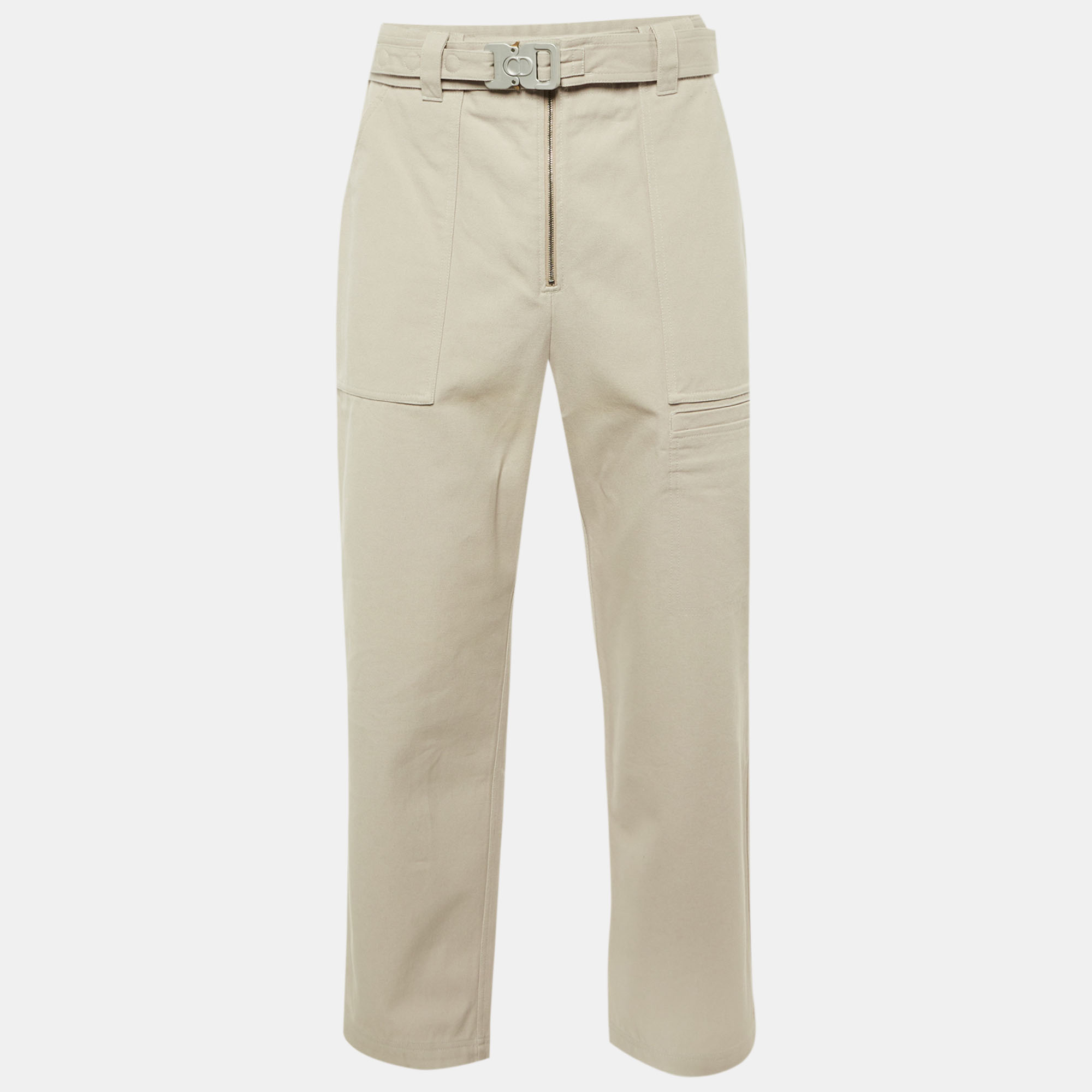 

Dior Homme Light Beige Cotton Canvas Belted Cargo Pants XS