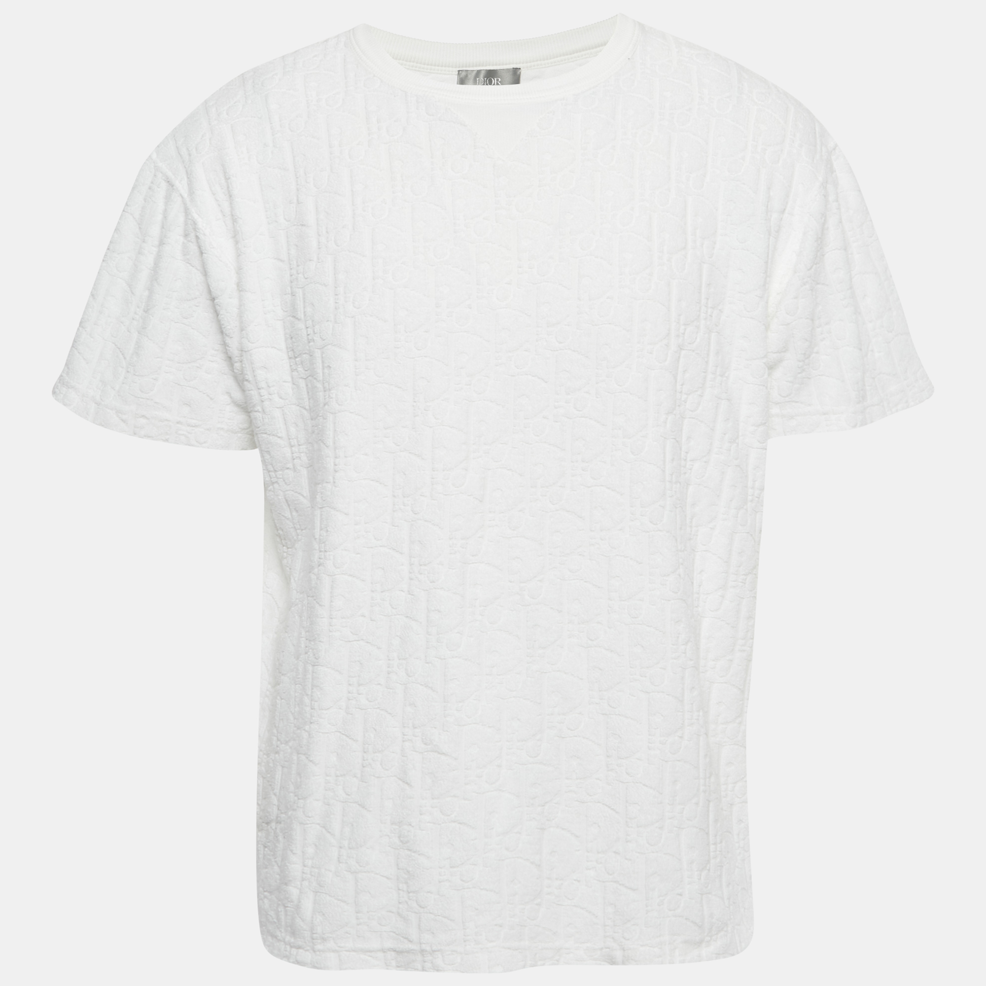 

Dior Homme White Oblique Terry Cotton T-Shirt M