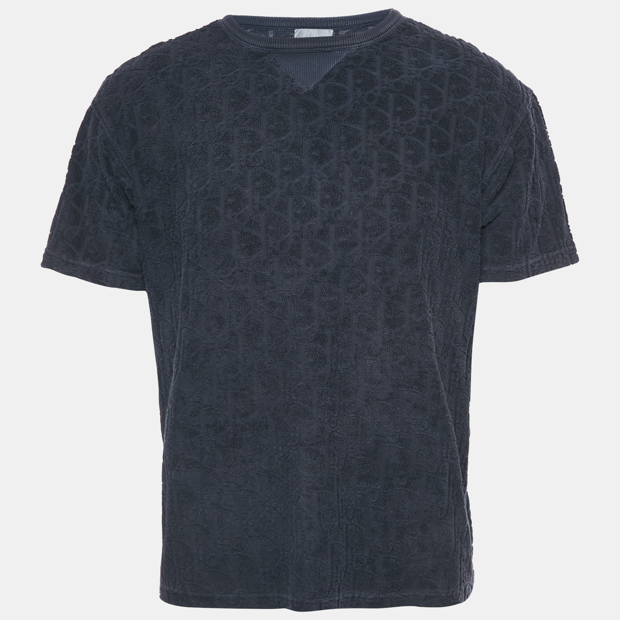 

Dior Homme Blue Oblique Terry Cotton T-Shirt S, Navy blue