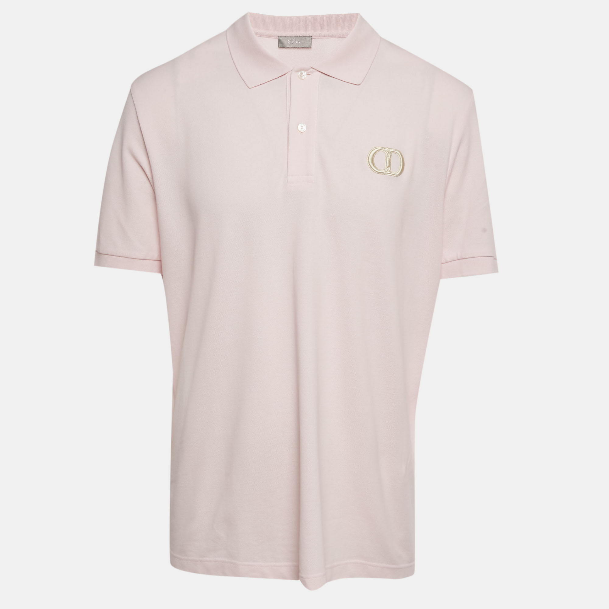 

Dior Homme Pink CD Embroidered Pique Polo T-Shirt 3XL