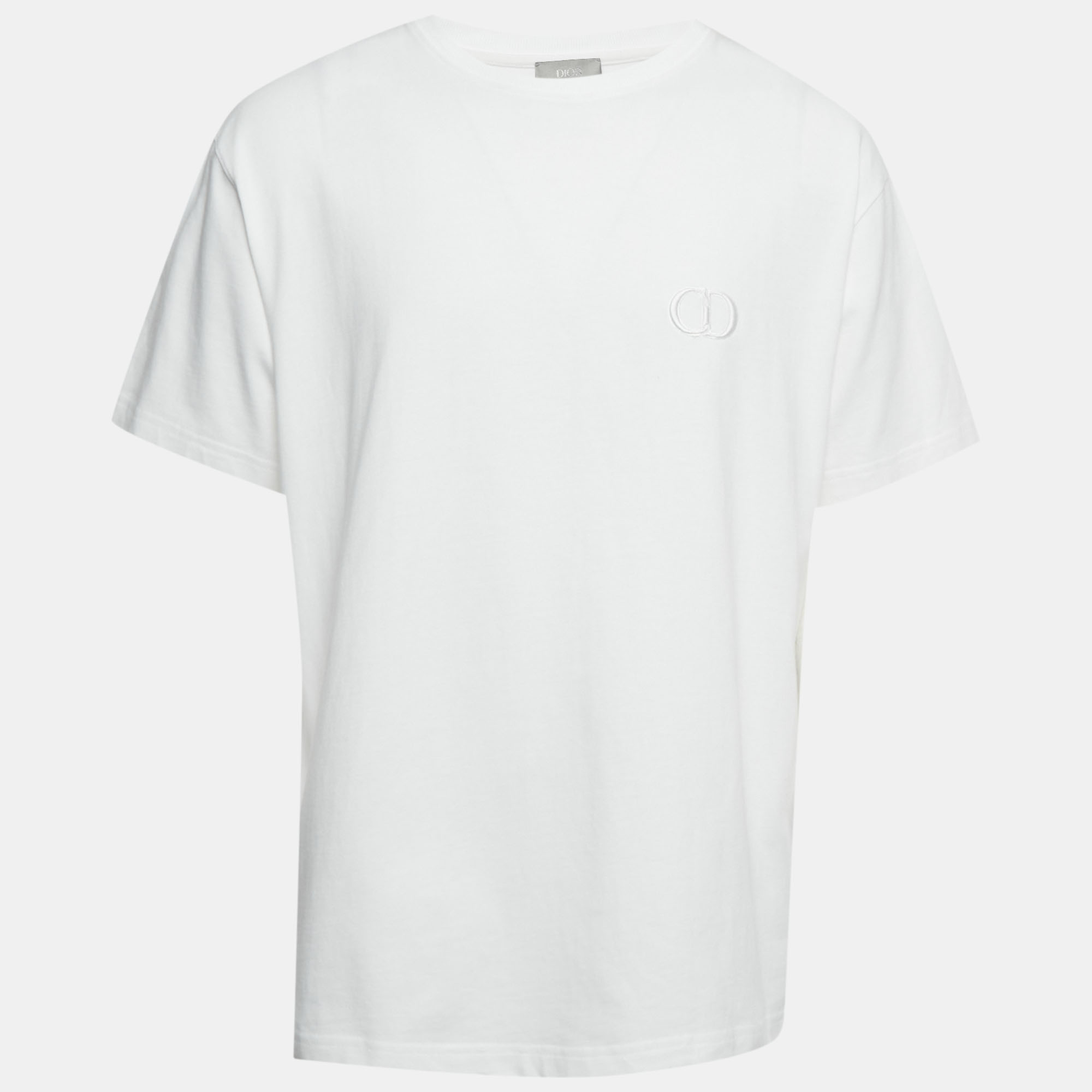 

Dior Homme White CD Icon Embroidered Jersey T-Shirt XL