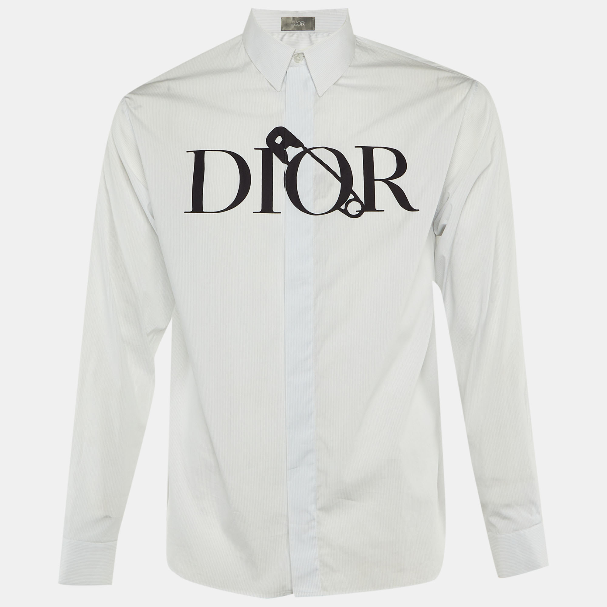 

Dior Homme X Judy Blame White Logo Safety Pin Cotton Long Sleeve Shirt S