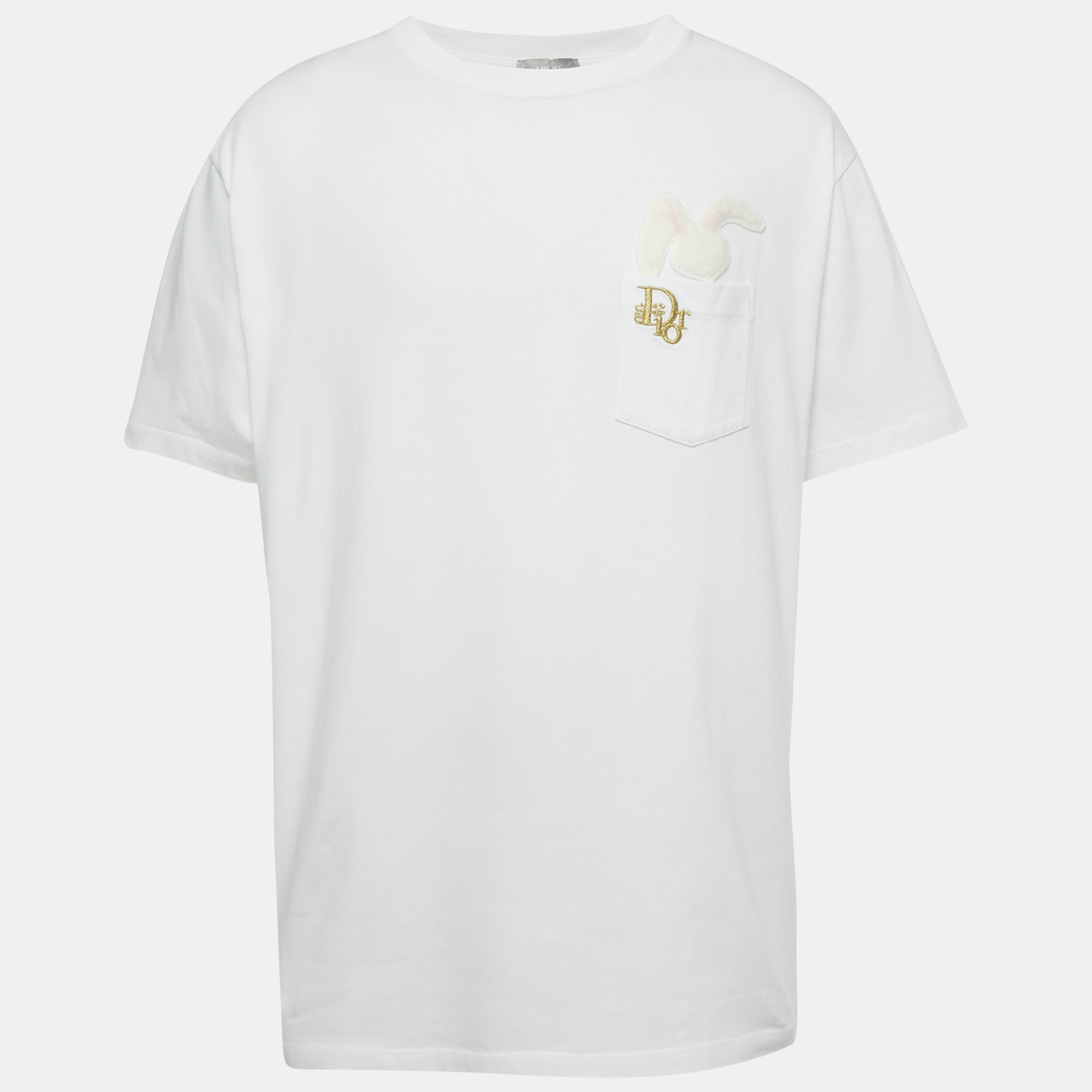 

Dior Homme White Bunny Applique Jersey T-Shirt XL