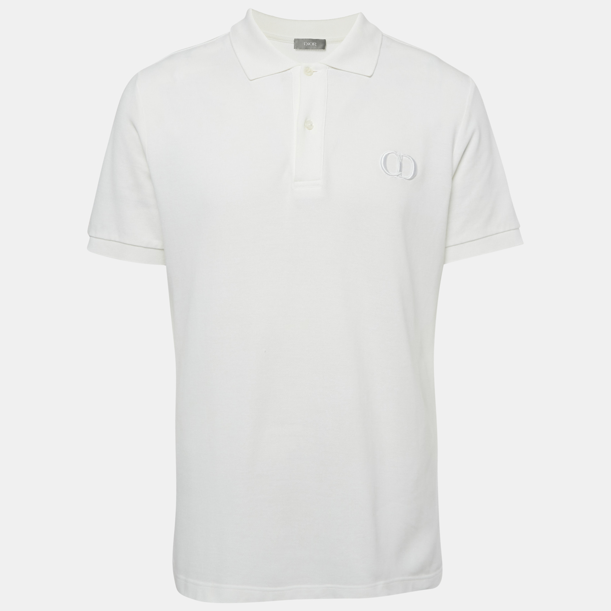 

Dior Homme White CD Embroidered Pique Polo T-Shirt XL