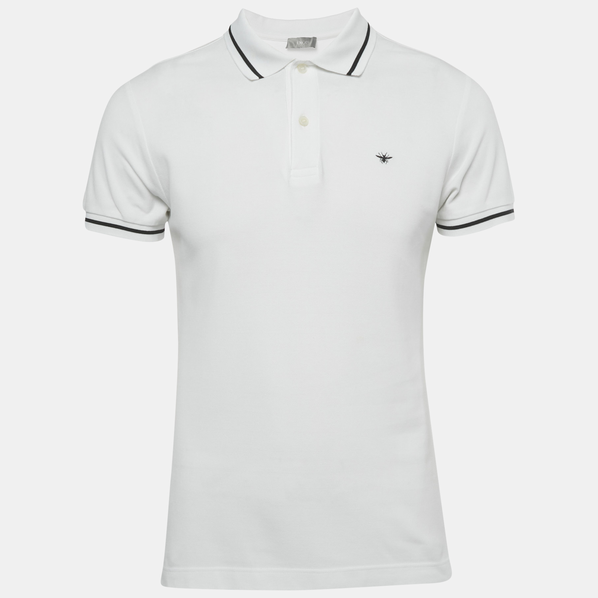 

Dior Homme White Bee Embroidered Pique Polo T-Shirt M