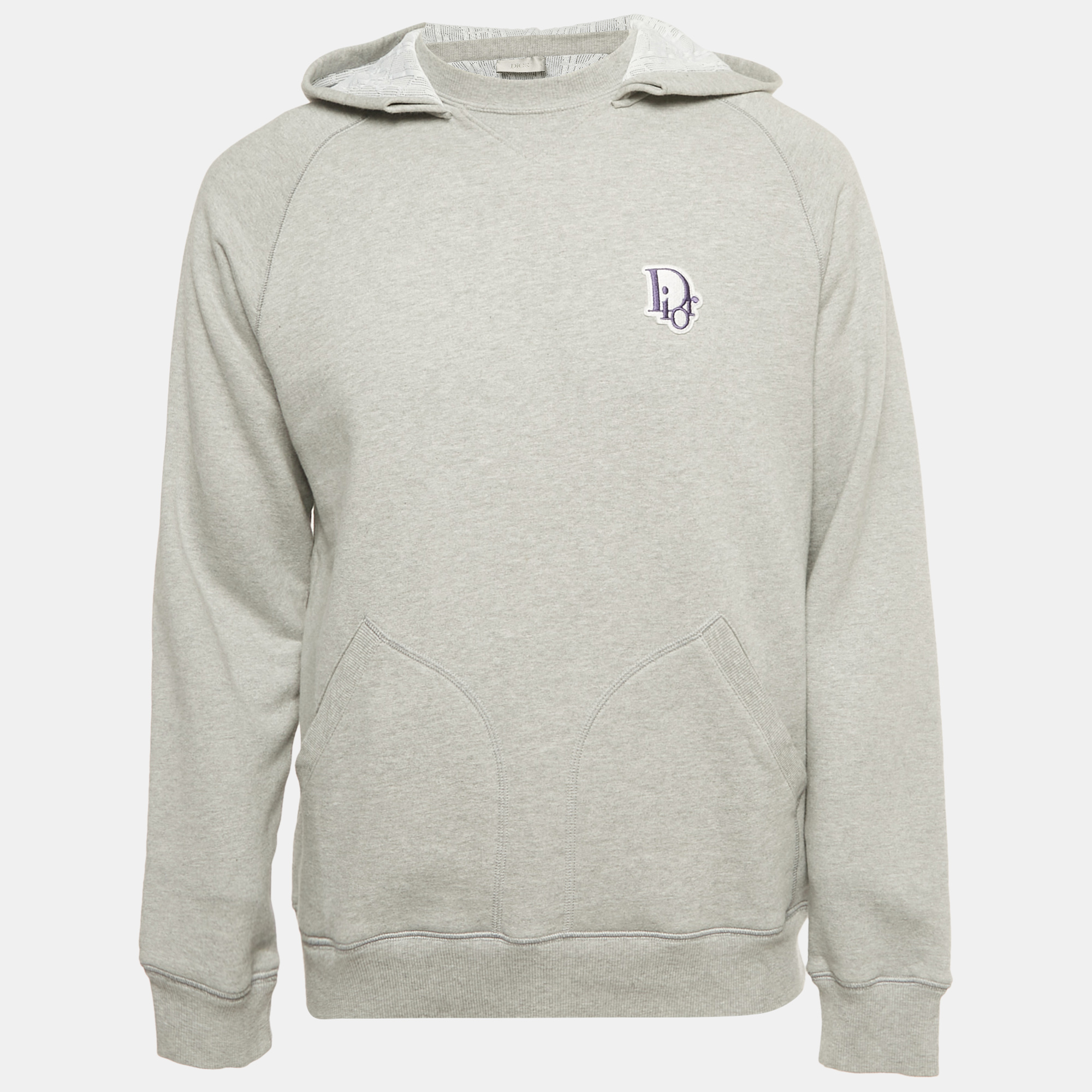 

Dior Homme Grey Logo Applique Cotton Hooded Sweatshirt L