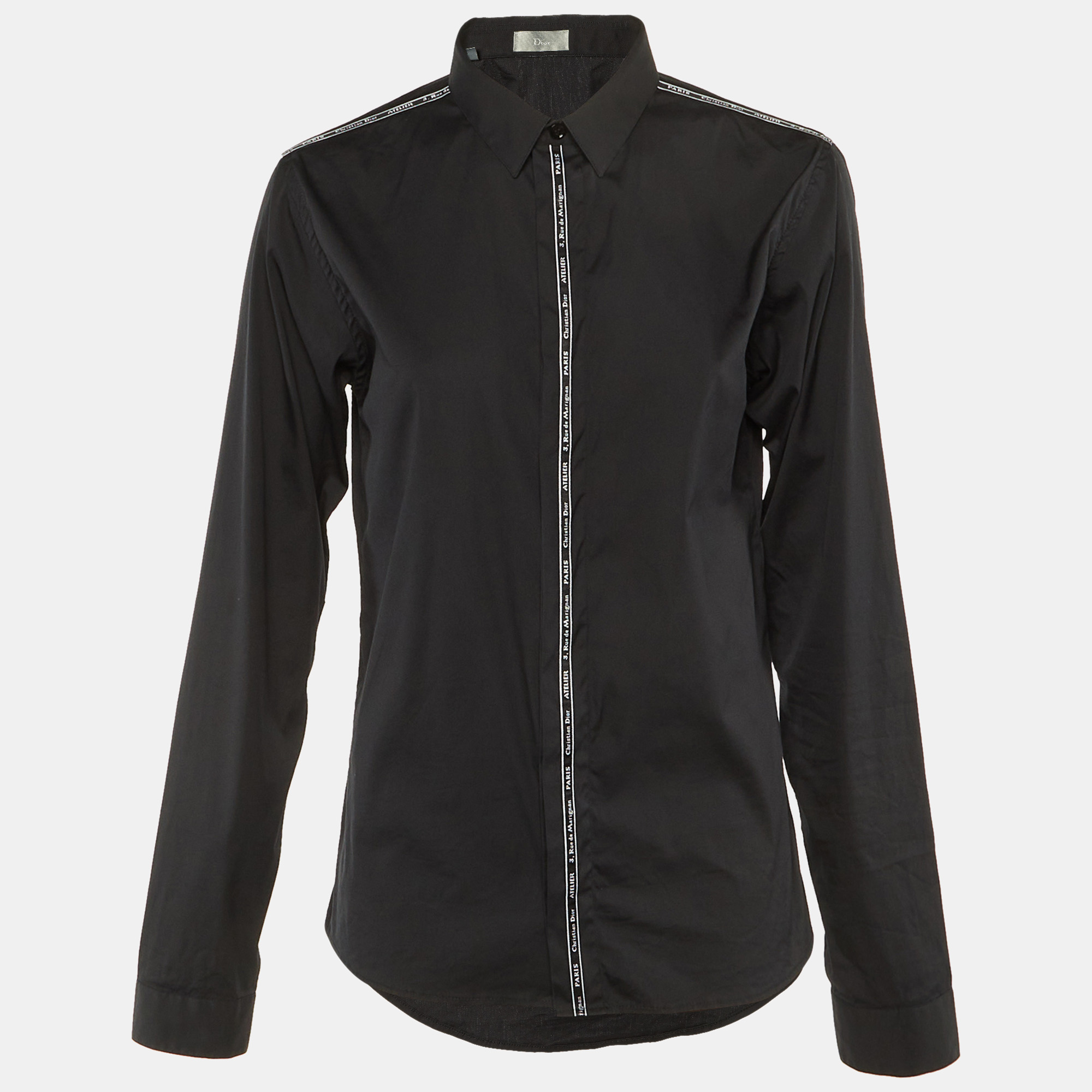 

Dior Homme Black Cotton Logo Atelier Striped Detail Shirt M