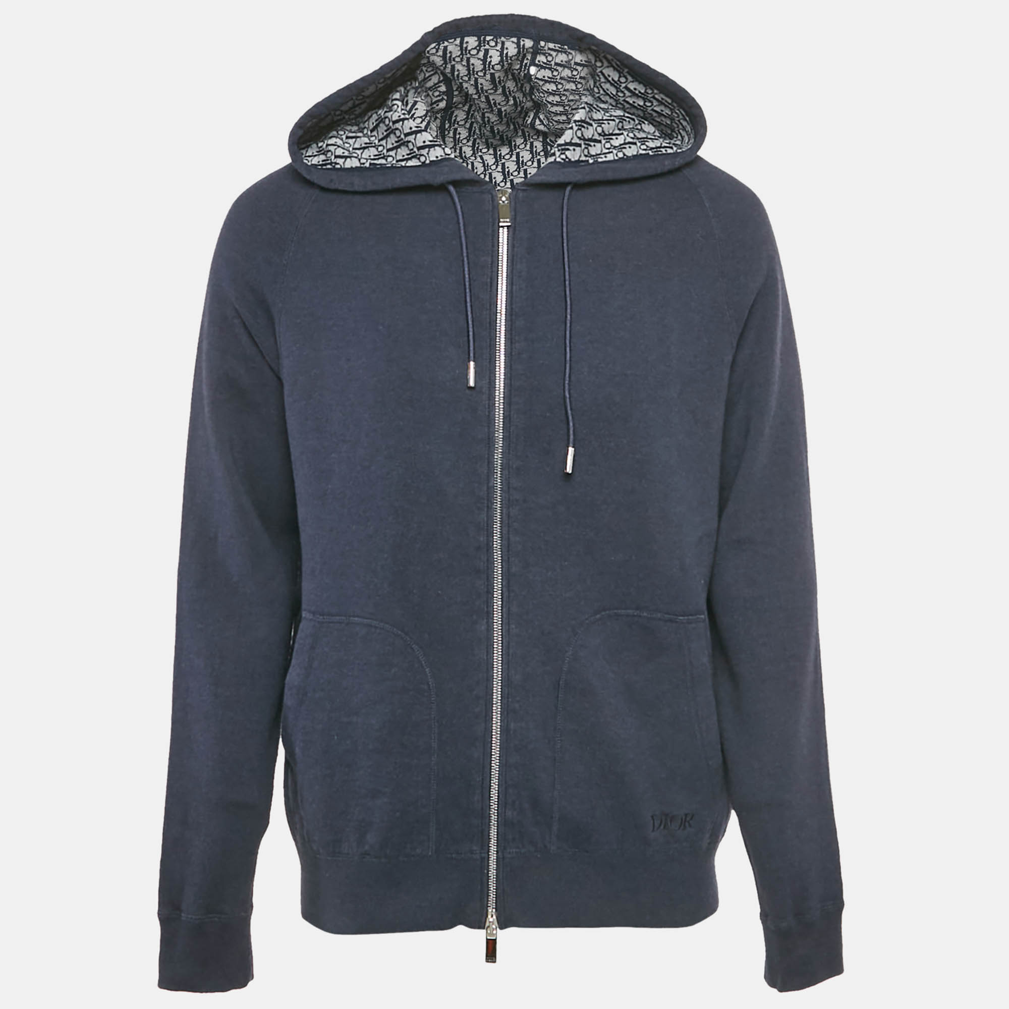 

Dior Homme Blue Cotton Zip-Up Hoodie L, Navy blue