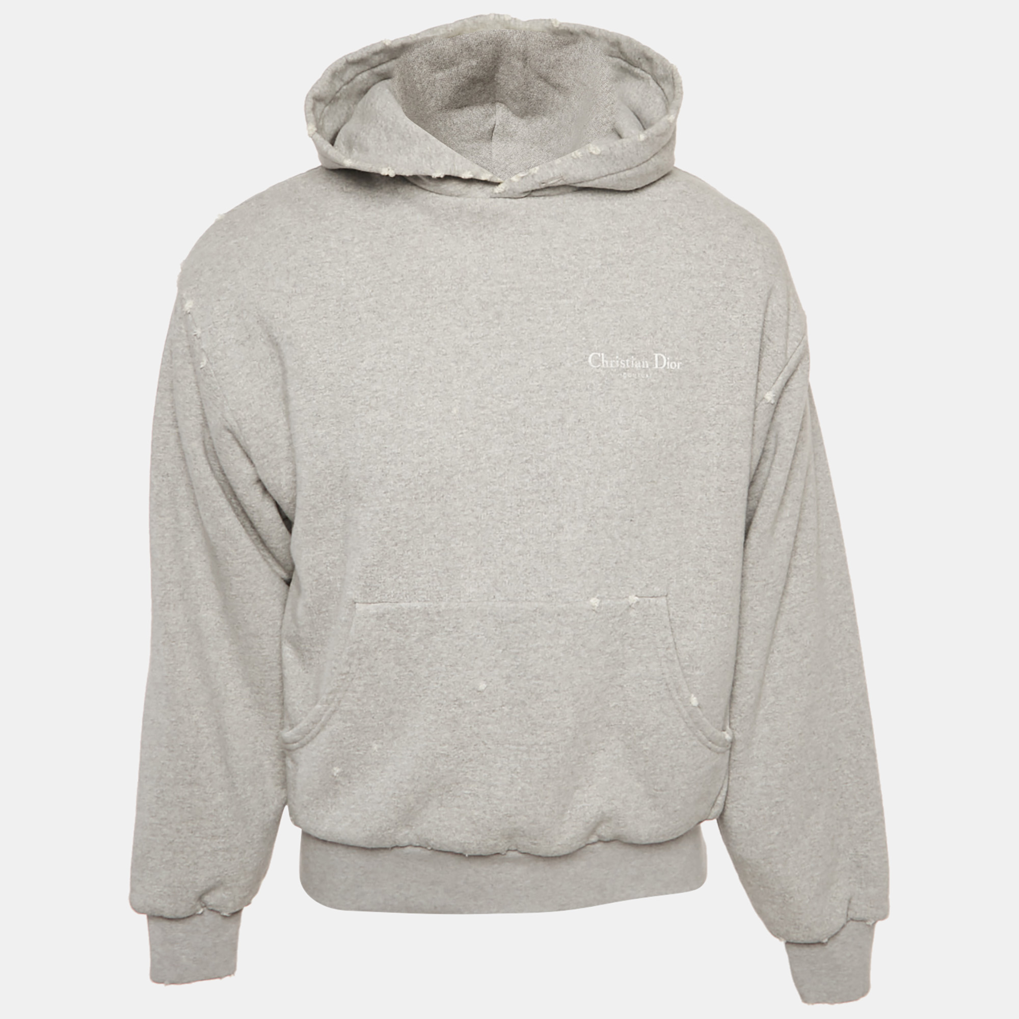 

Dior Homme Grey Logo Print Distressed Hoodie