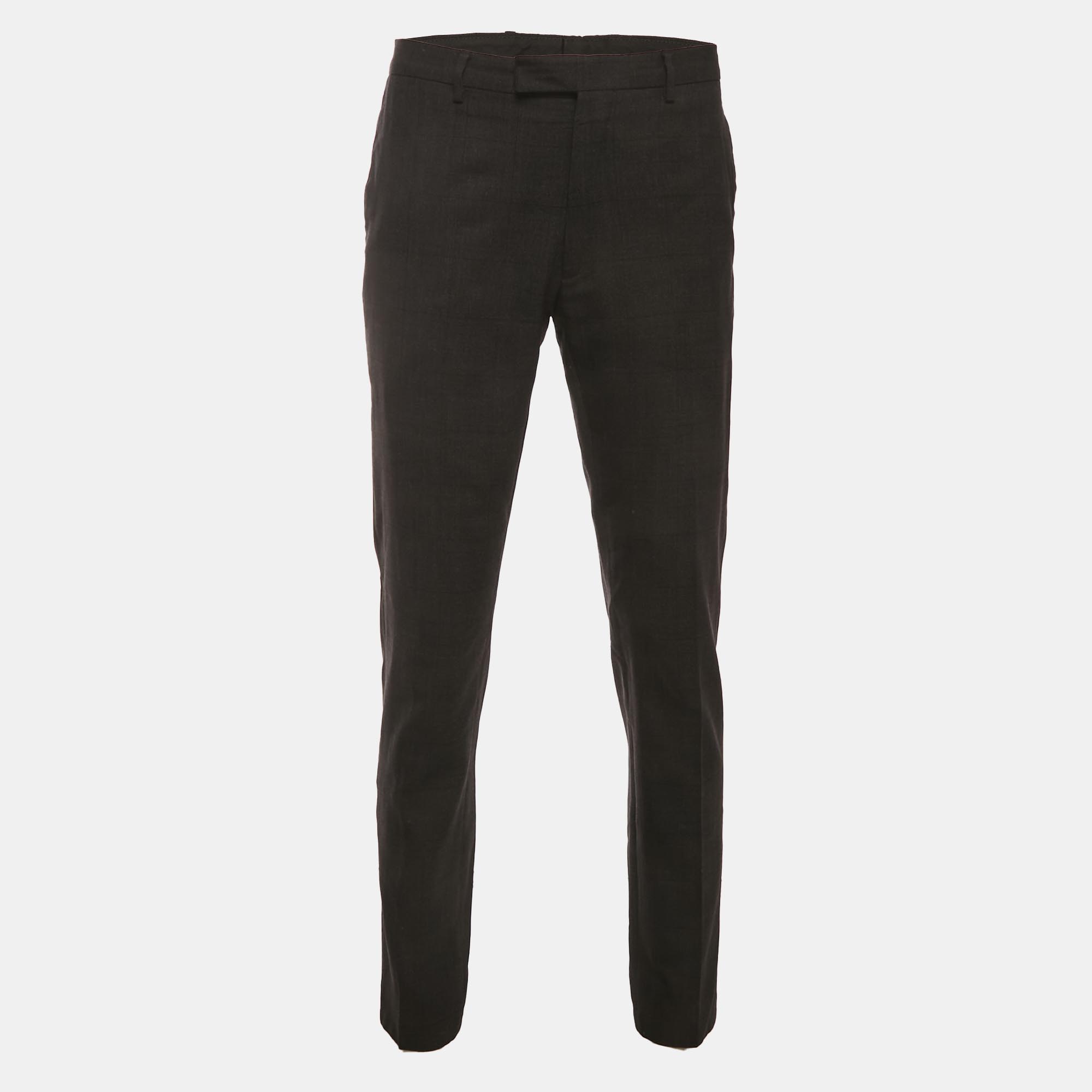 

Dior Homme Black Windowpane Wool Trousers L