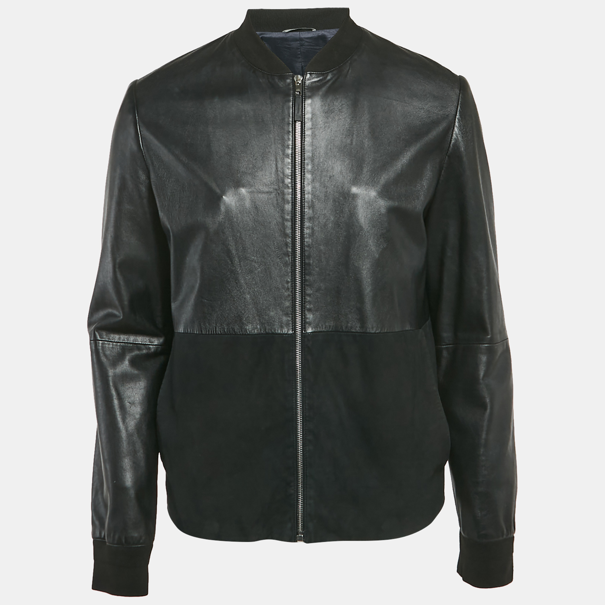 

Dior Homme Black Leather and Suede Bomber Jacket XL