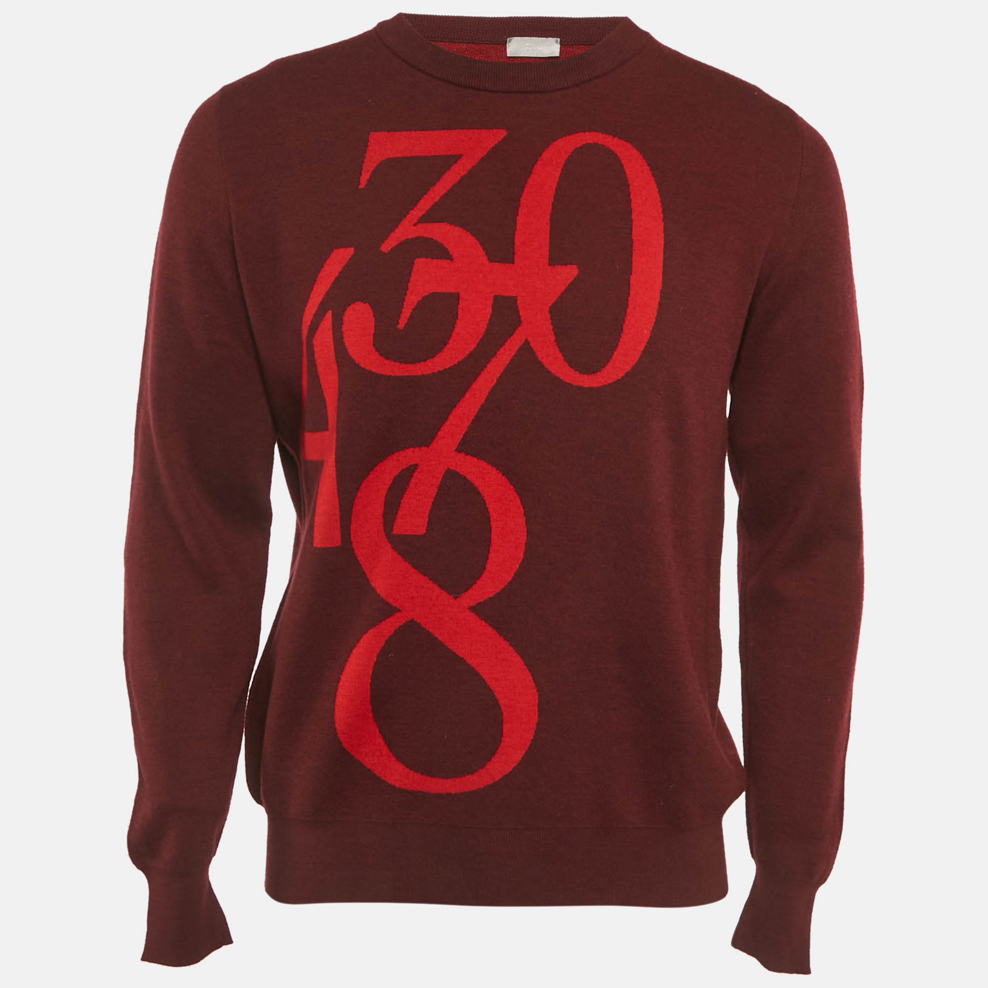 

Dior Homme Burgundy Numbers Intarsia Wool Knit Sweatshirt L