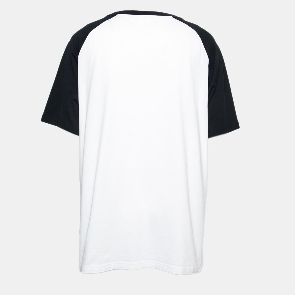 

Dior Homme White & Navy Blue Logo Embroidered T-Shirt 3XL