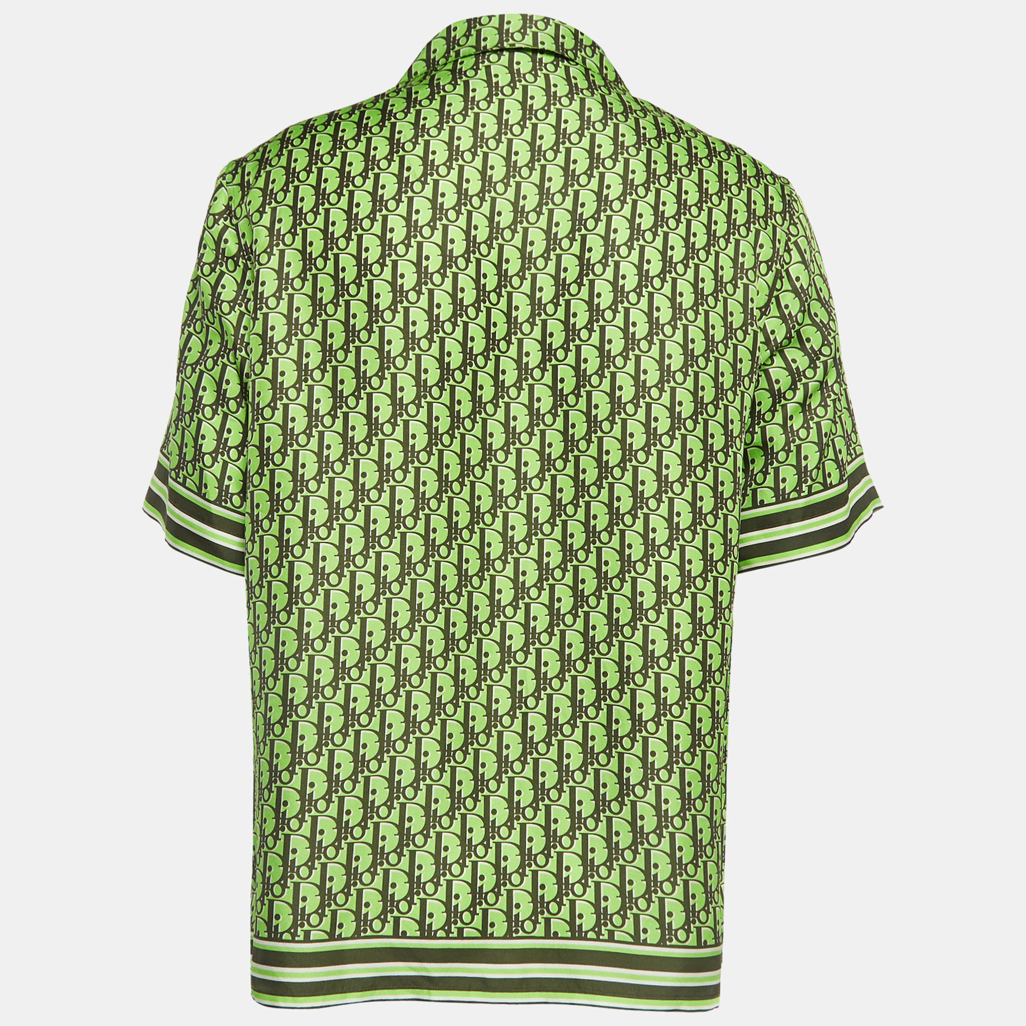 

Dior Homme Neon Green Oblique Silk Twill Short Sleeve Shirt