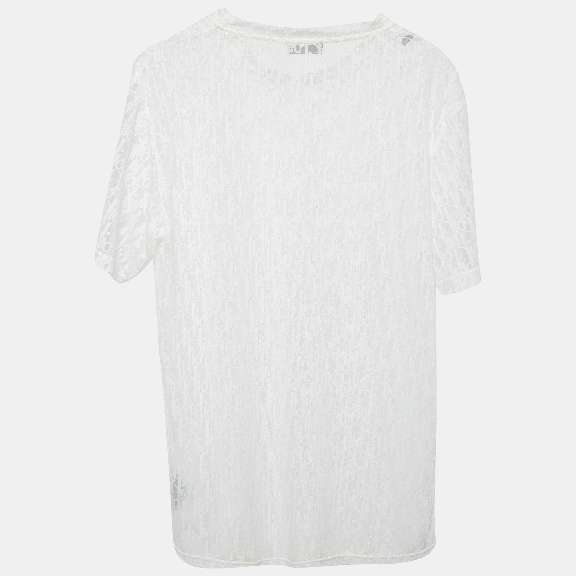 

Dior Homme White Logo Oblique Jersey Sheer T-Shirt