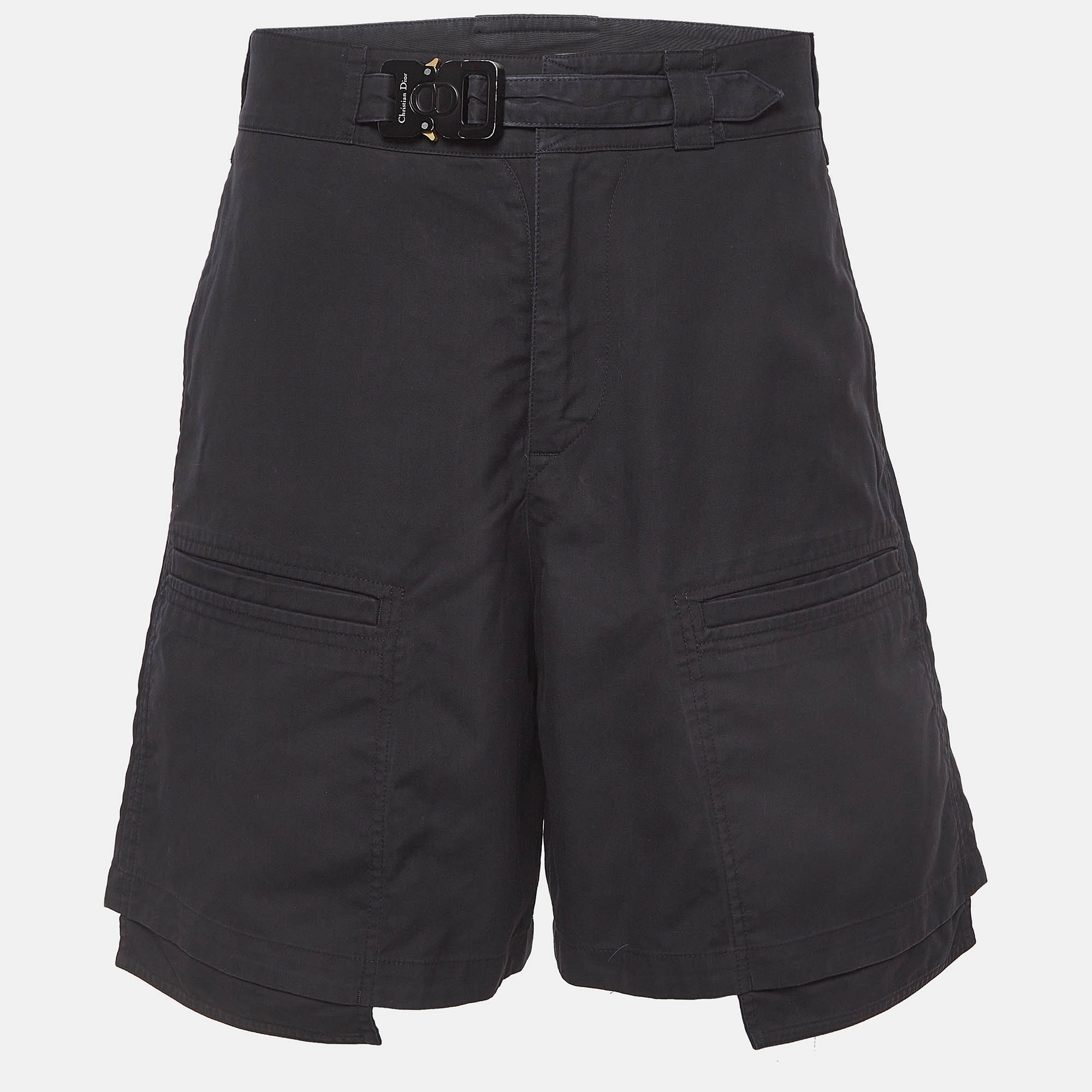 Pre-owned Dior Black Cotton Belted Cargo Shorts S