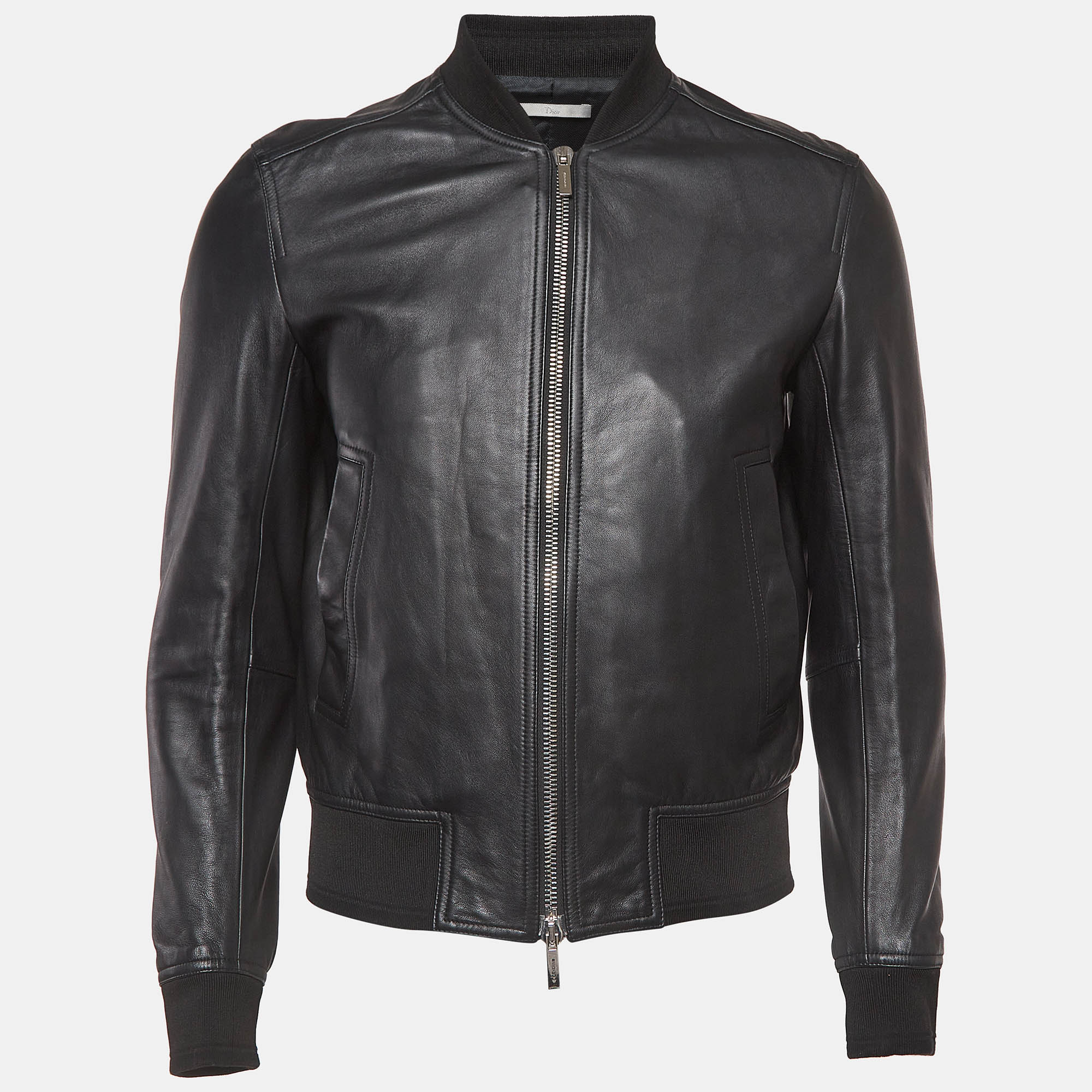 

Dior Homme Black Leather Bomber Jacket M