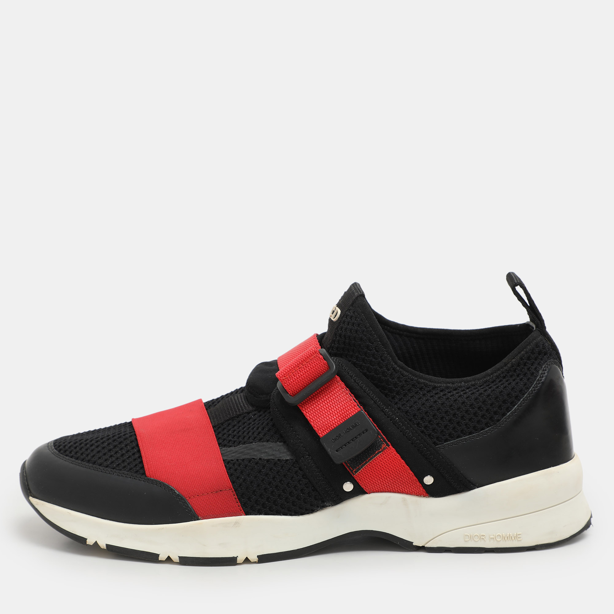 

Dior Homme Black/Red Mesh and Leather B21 Slip On Sneakers Size