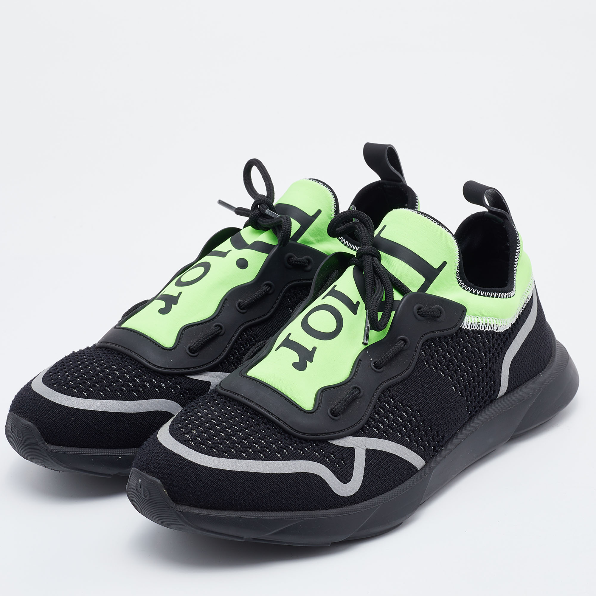 

Dior Homme Black/Green Knit Fabric and Neoprene B21 Neo Sneakers Size