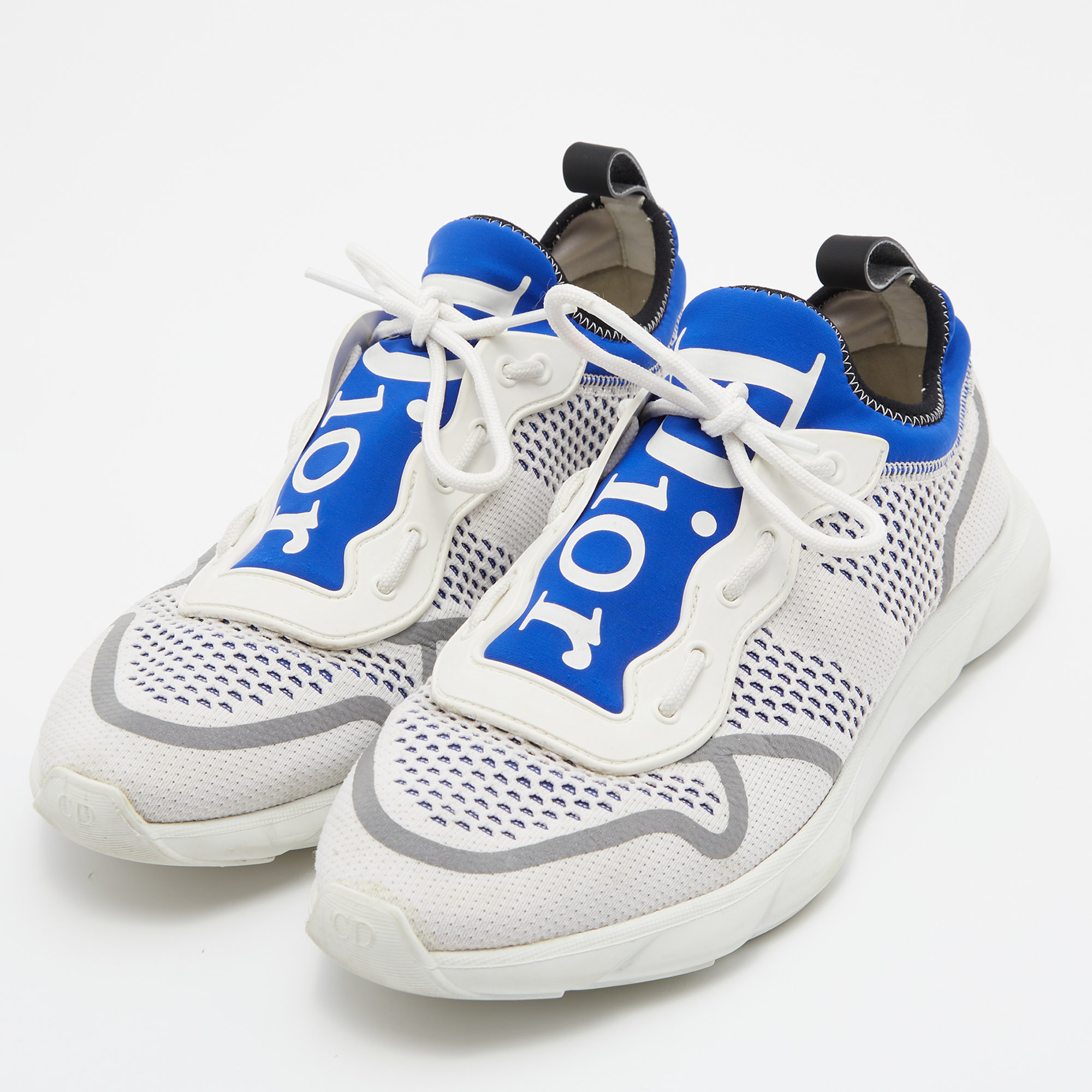 

Dior Homme White/Blue Knit Fabric and Neoprene B21 Neo Sneakers Size