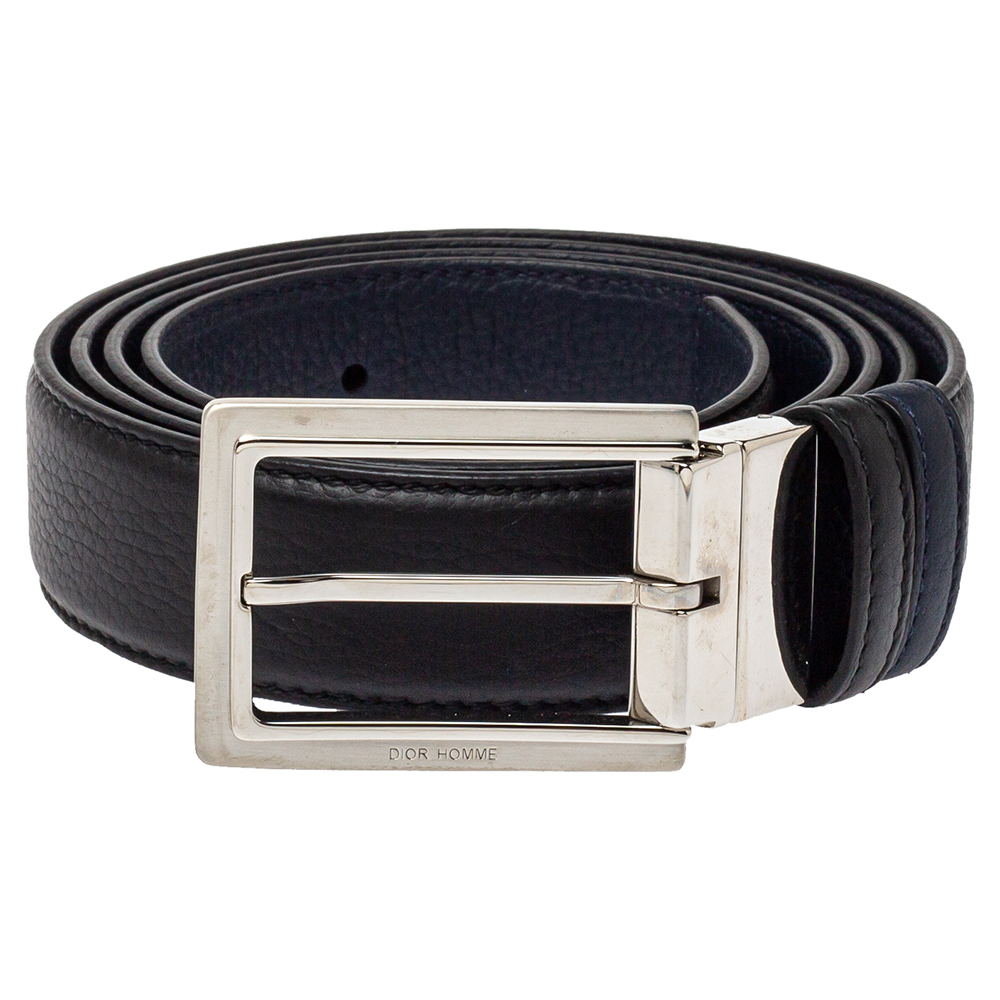 

Dior Black/Blue Leather Reversible Belt