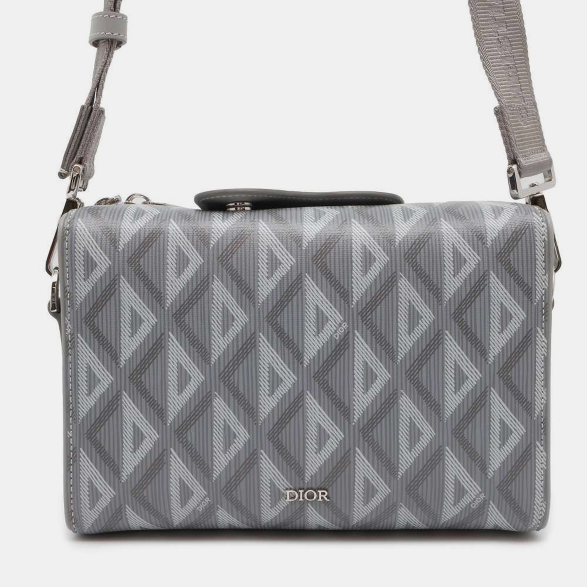 

Dior Grey CD Diamond Coated Canvas Lingot Messenger Bag