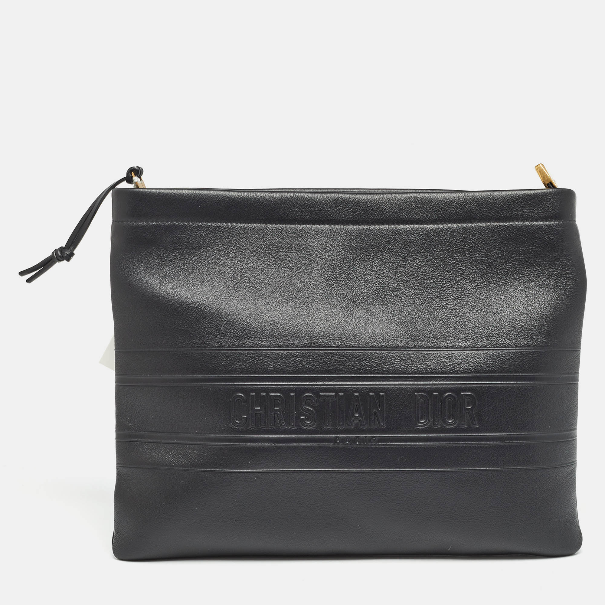 

Dior Black Leather Medium Dior Stripe Pouch