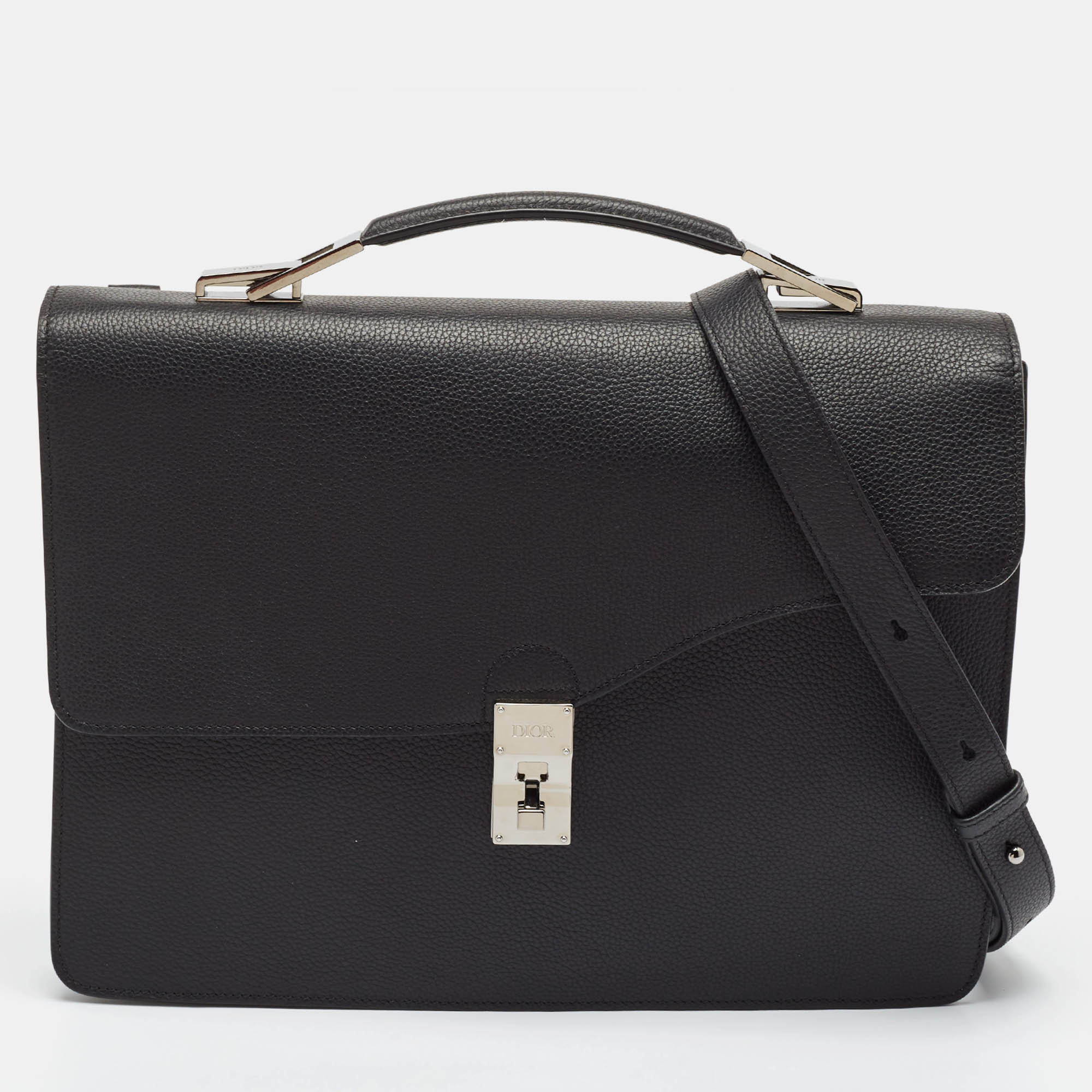 

Dior Black Leather Elite Briefcase