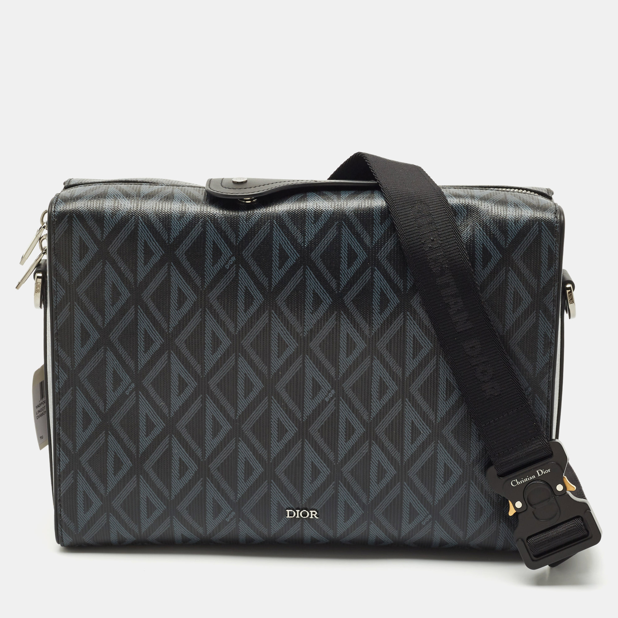 

Dior Black PVC Coated Canvas CD Diamond Lingot Messenger Bag