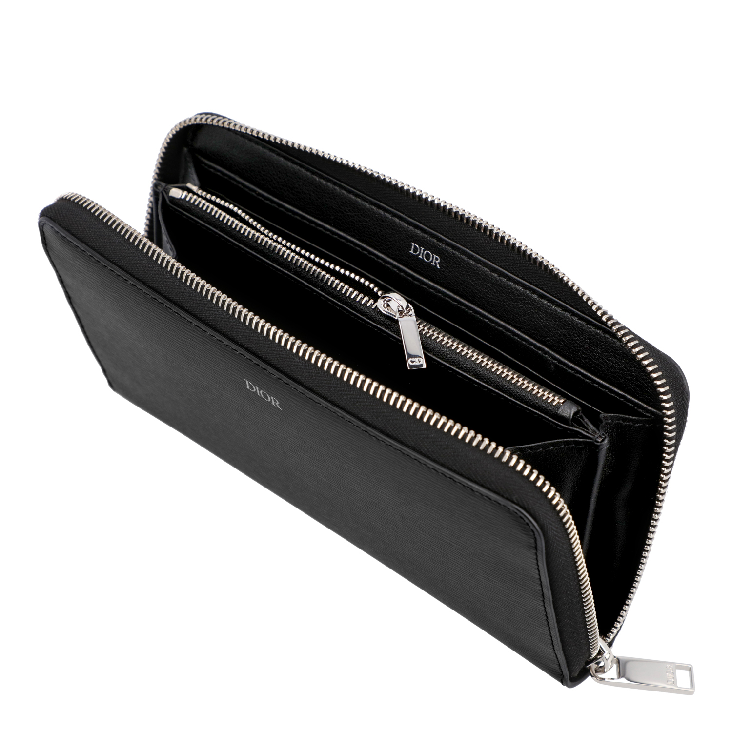 

Dior Black Leather Zip Around Long Wallet