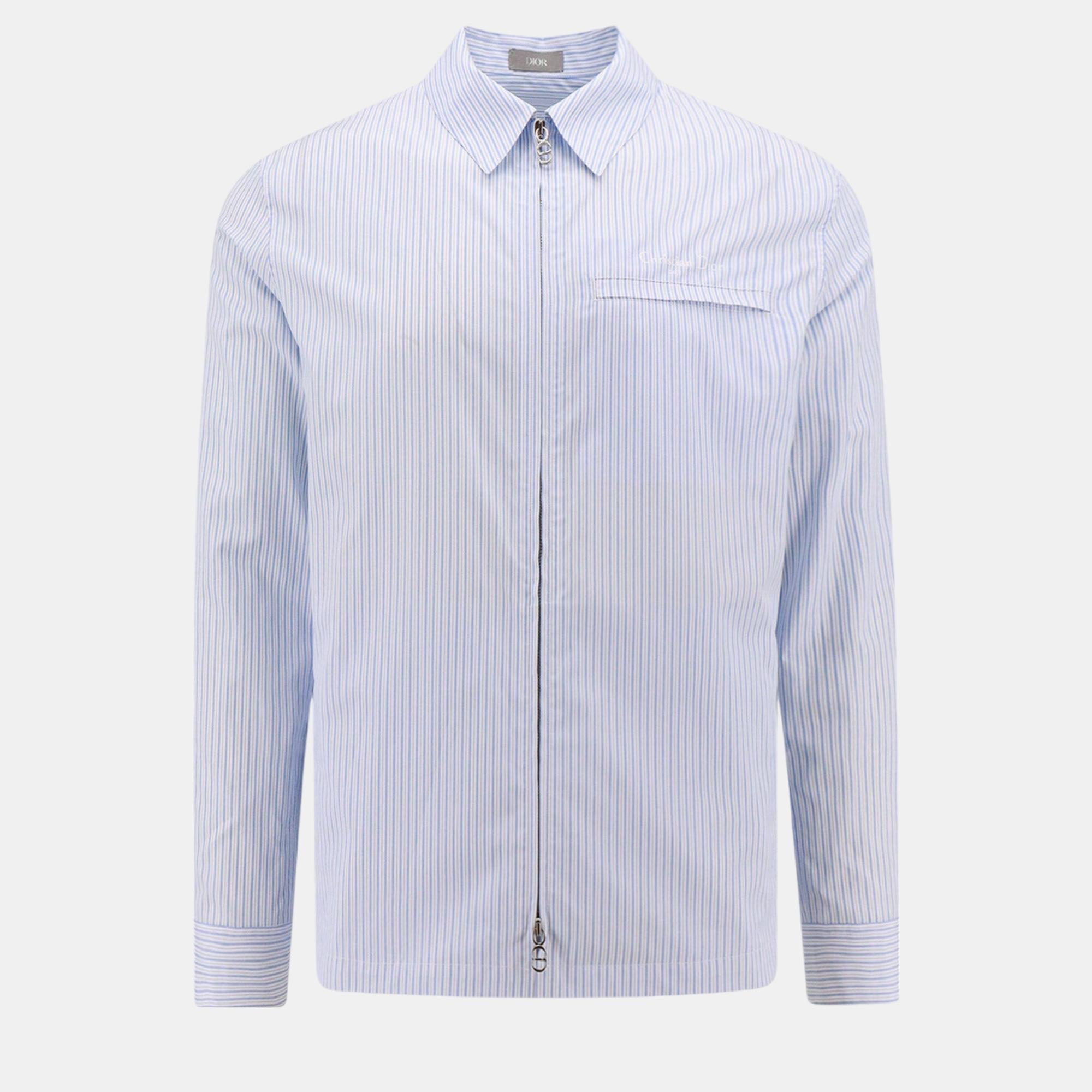 

Dior Cotton Popeline Zip Up Shirt, Blue