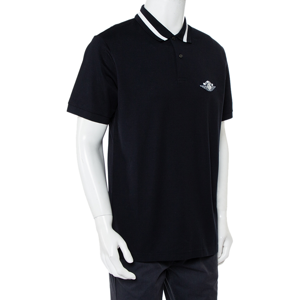 

Dior Homme x Air Jordans Black Cotton Pique Polo T- Shirt