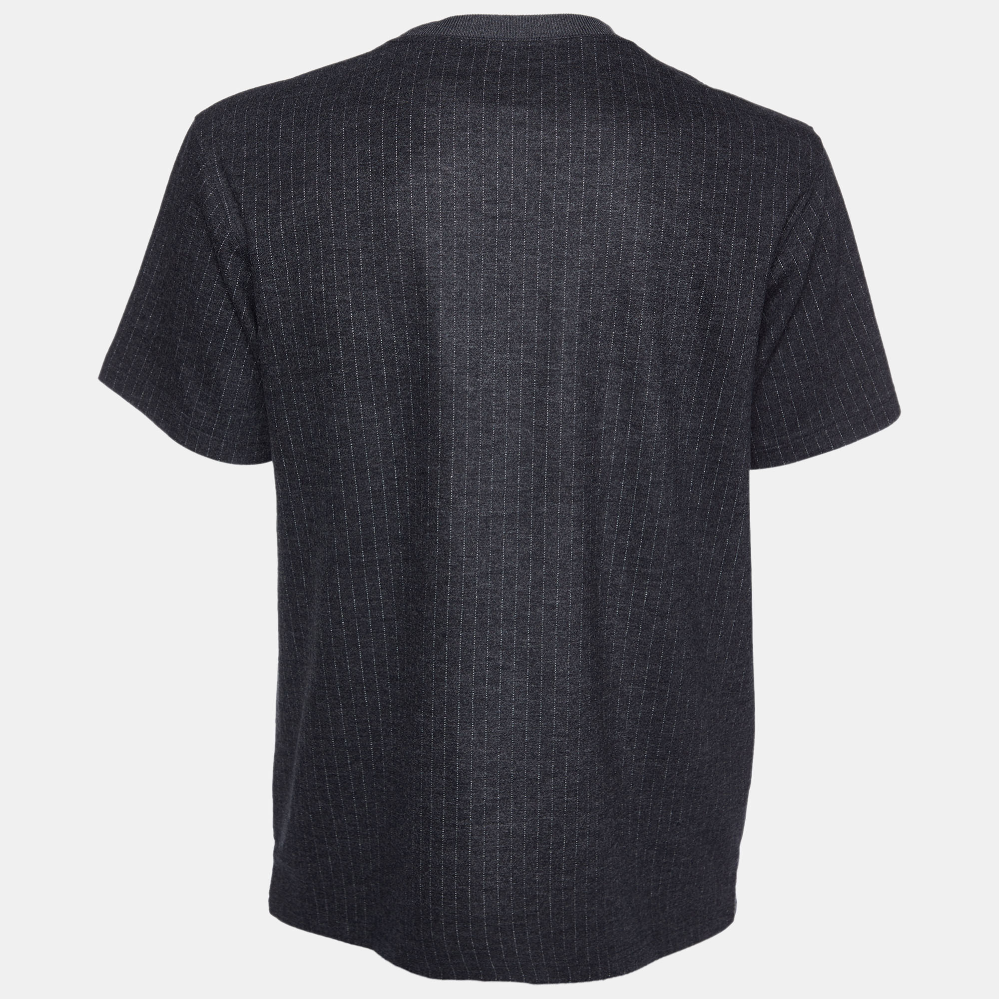 

Dior Homme Black Striped Wool & Cotton Atelier Pocket Detail T-Shirt