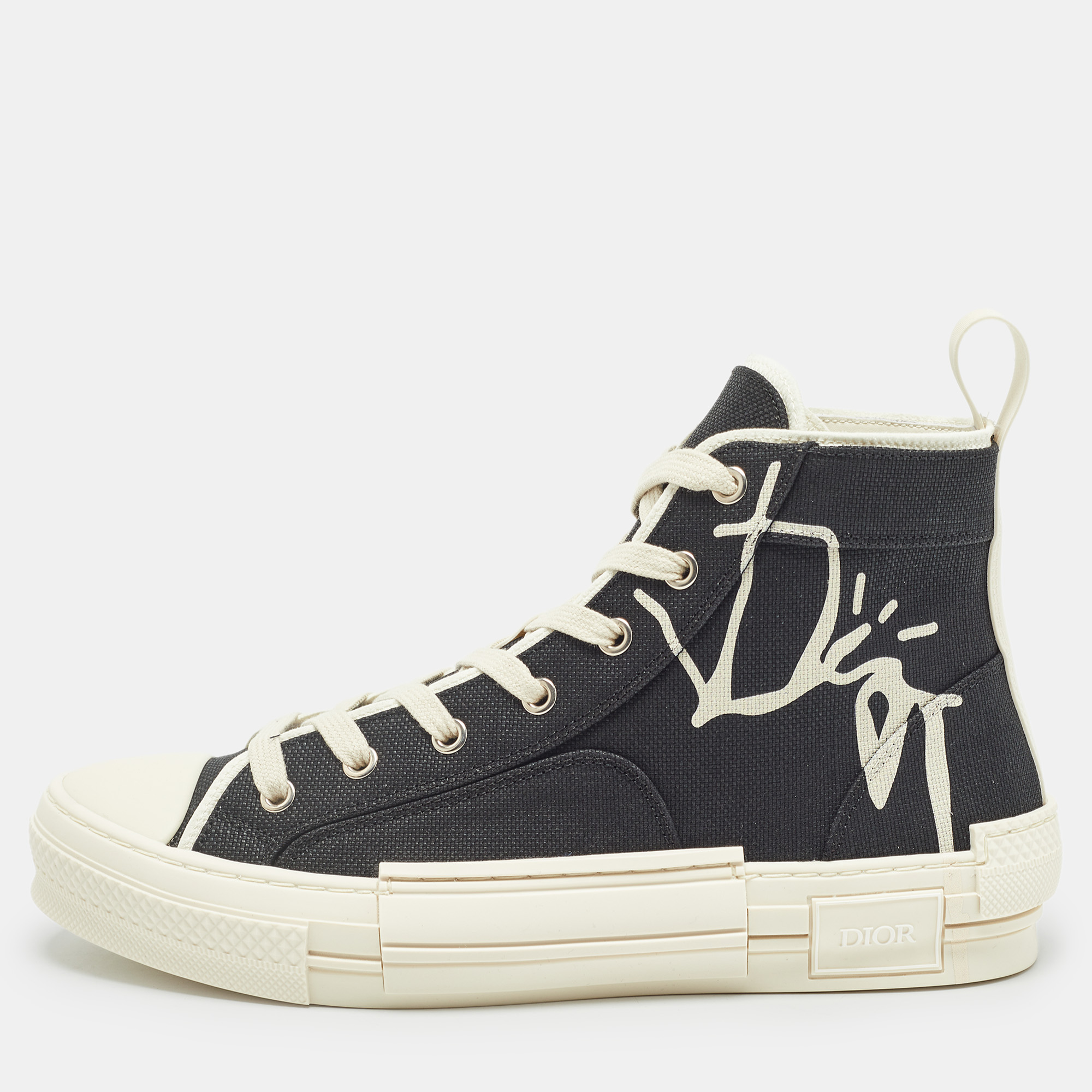

Dior Black Canvas Jack B23 High Top Sneakers Size