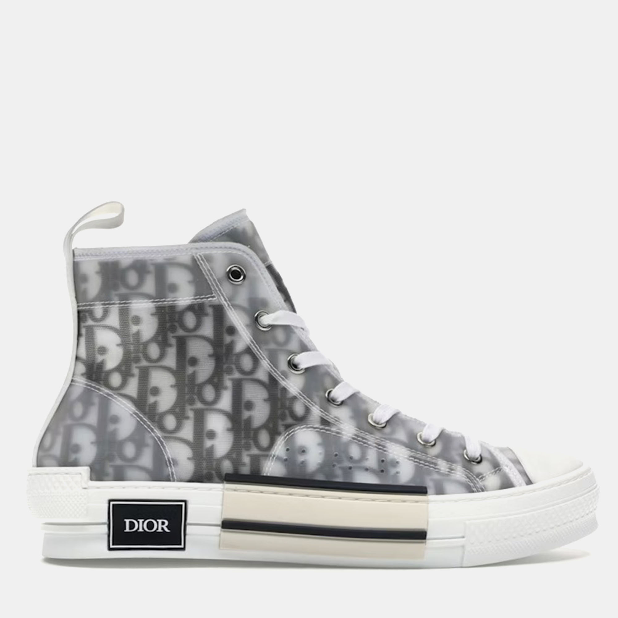 

Dior White Grey Logo Oblique B23 High Top Sneakers EU