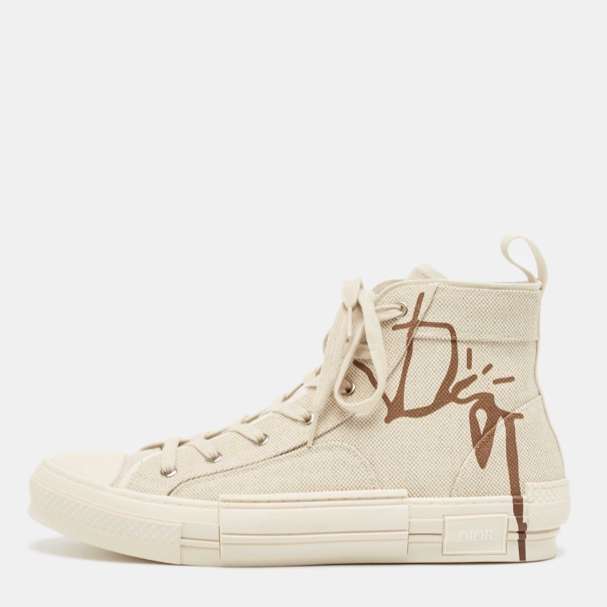 

Dior Beige Canvas Jack B23 High Top Sneakers Size