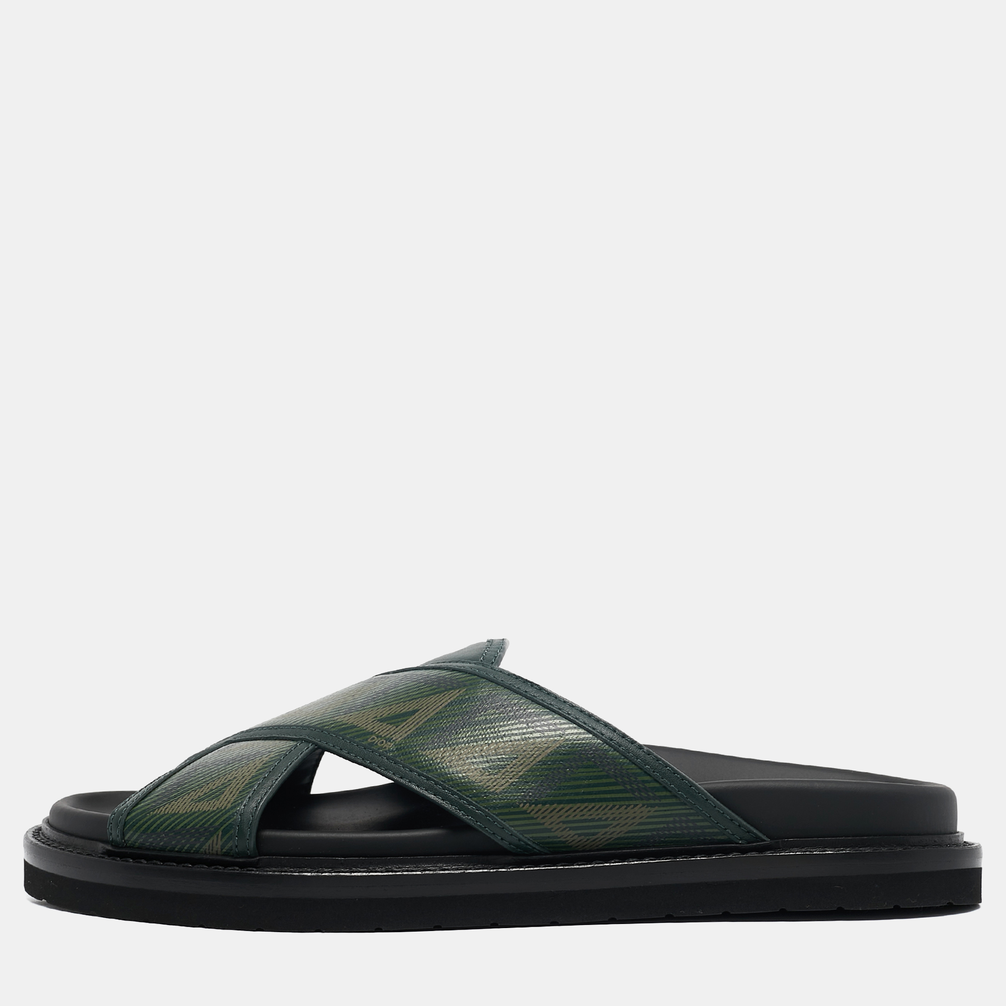 

Dior Green Leather Aqua Flat Slides Size