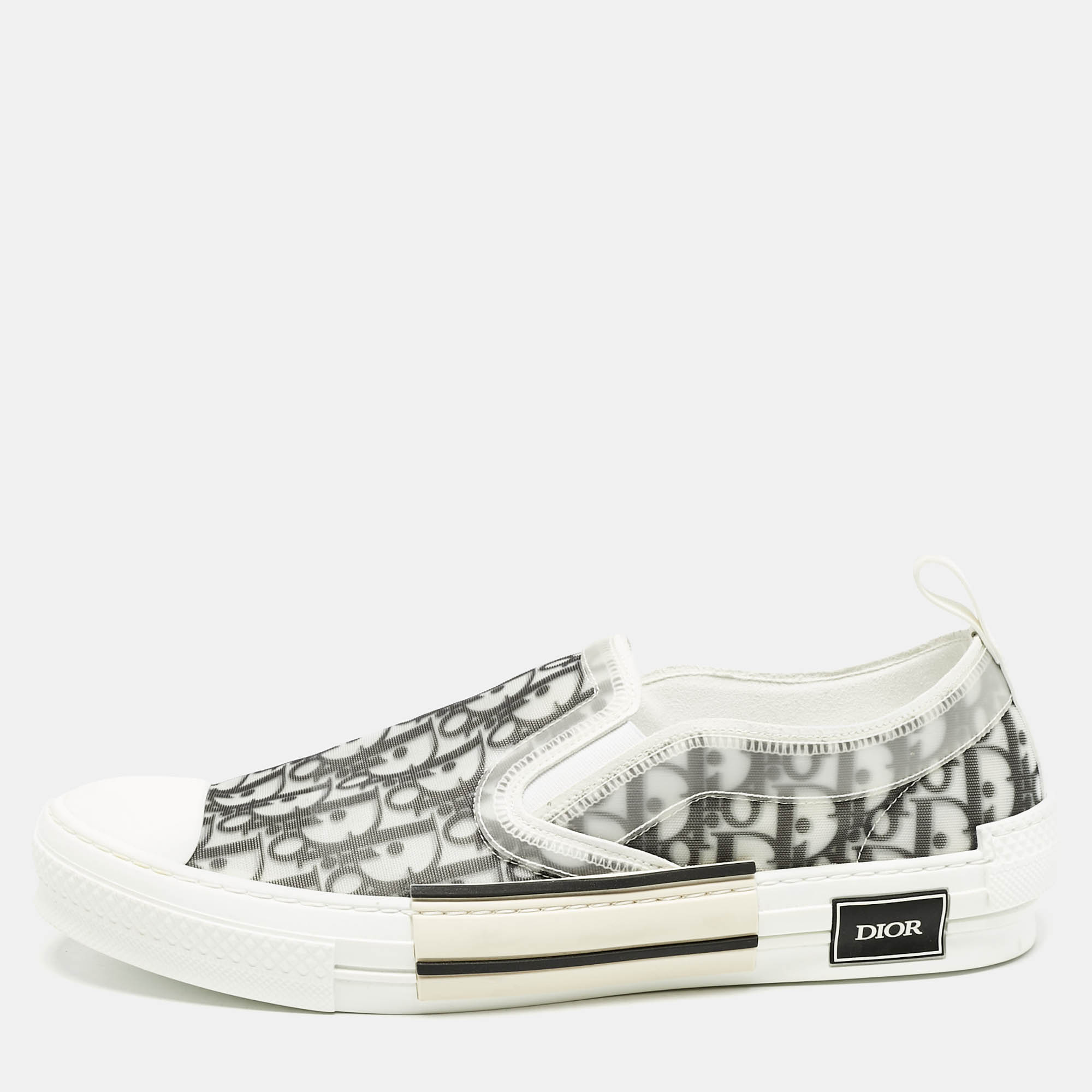 

Dior White/Black Oblique Canvas B23 Slip On Sneakers Size