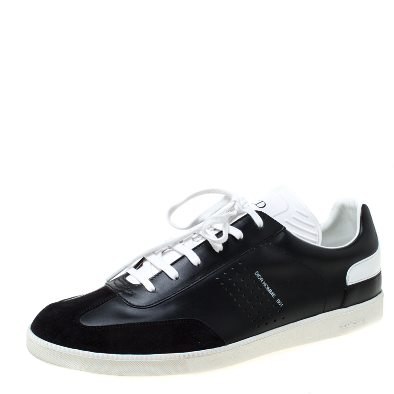 Dior Homme Monochrome Leather And Suede Sneakers Size 44