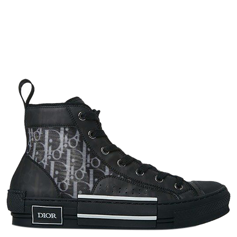 Pre-owned Dior Black Oblique High-top B23 Sneakers Size Eu 39