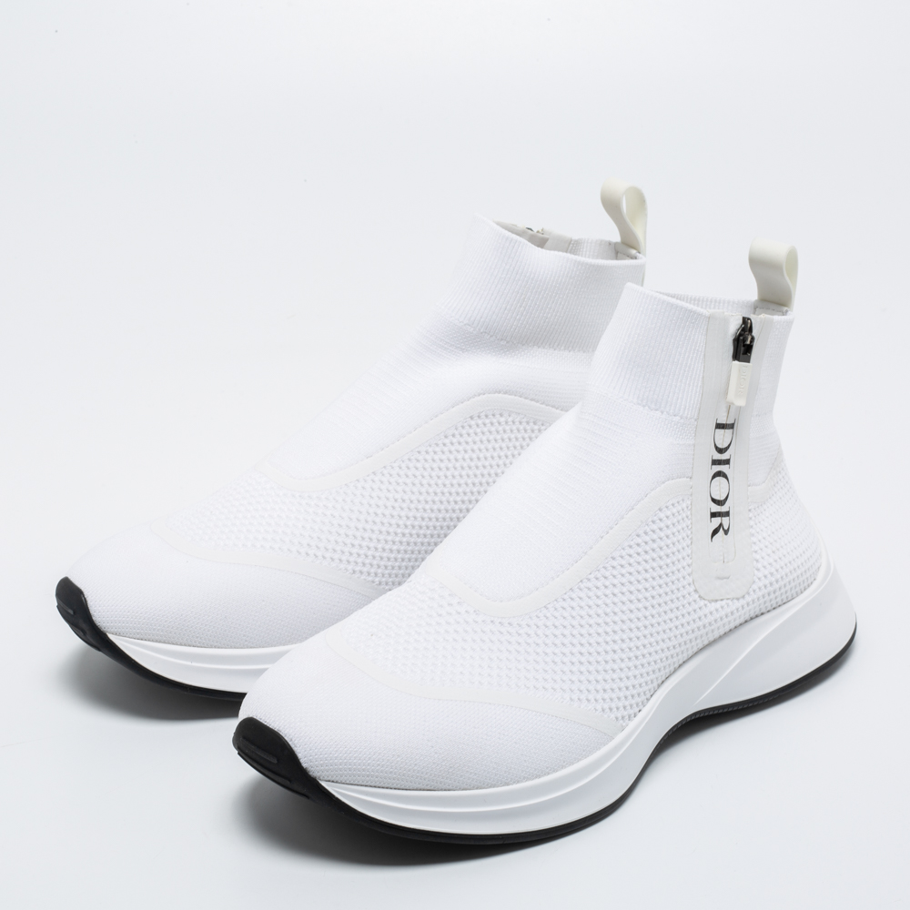 

Dior White Knit Fabric B25 High Top Sneakers Size