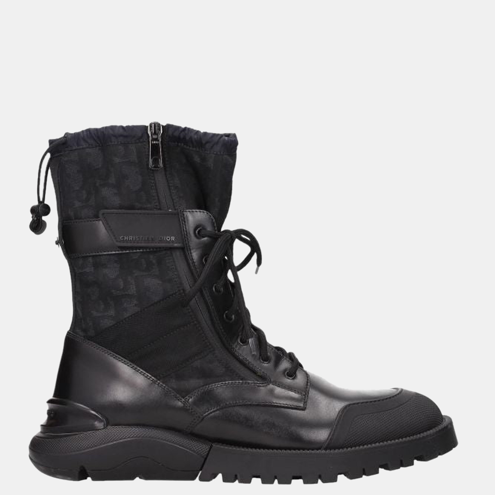 

Christian Dior Black Leather Combat Ankle Boots Size US 8 EU